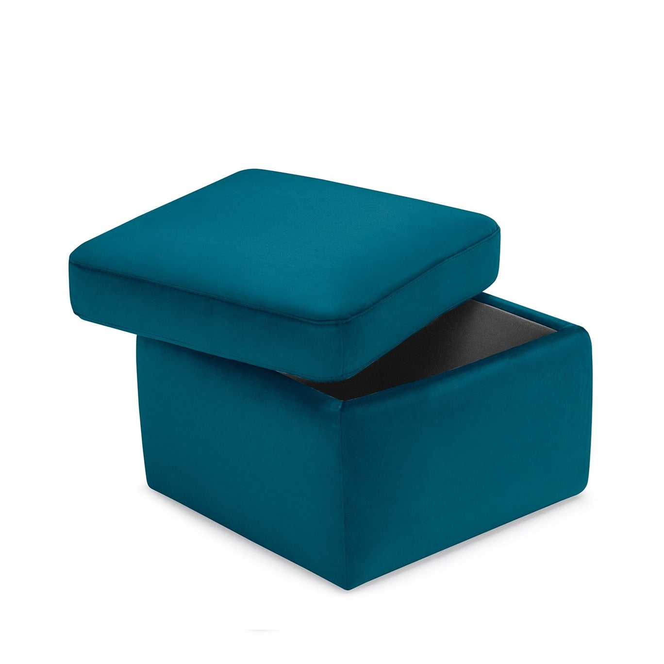 Pouf rangement Made in Italy en velours pétrole - Vulgano