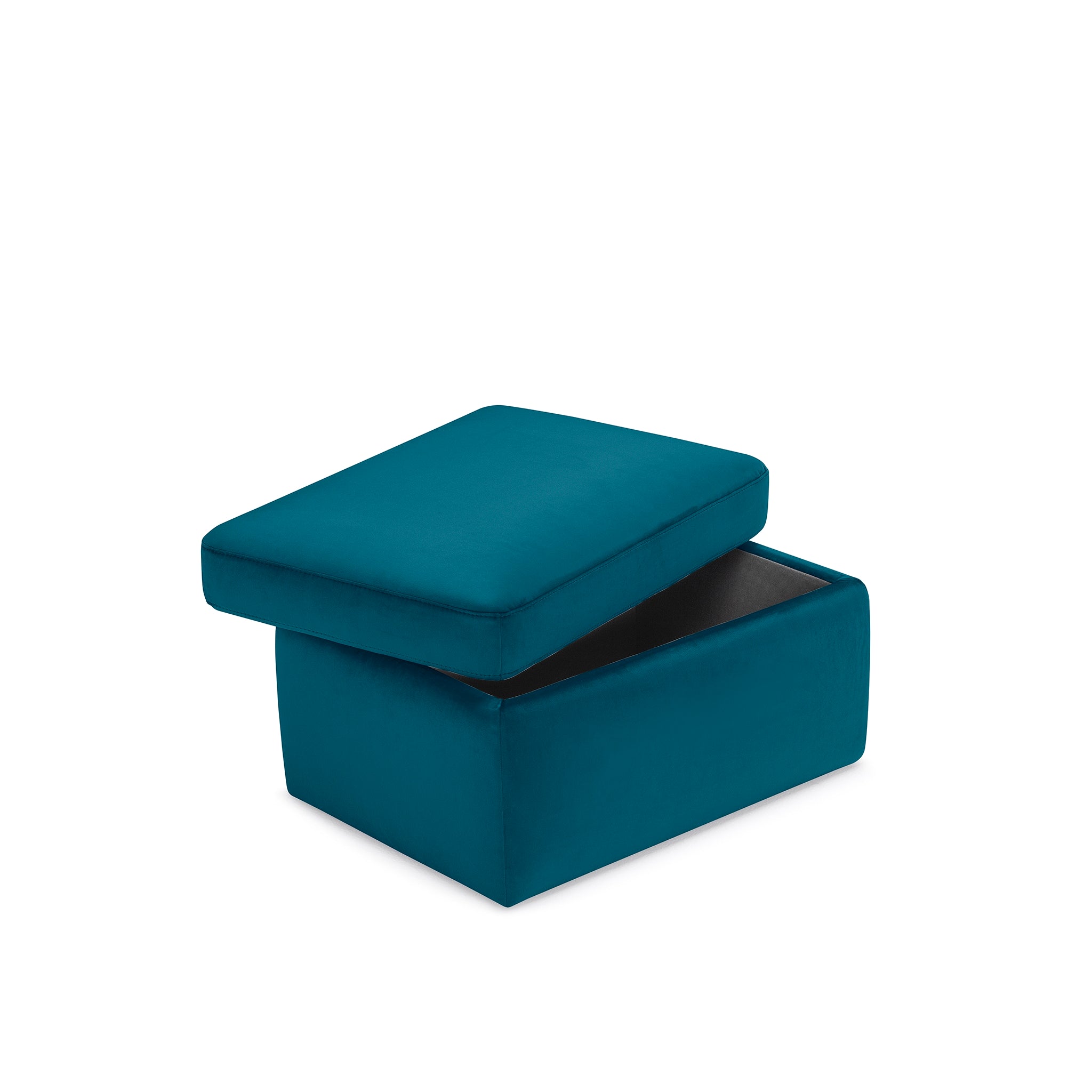 Pouf rangement Made in Italy en velours pétrole - Vulgano