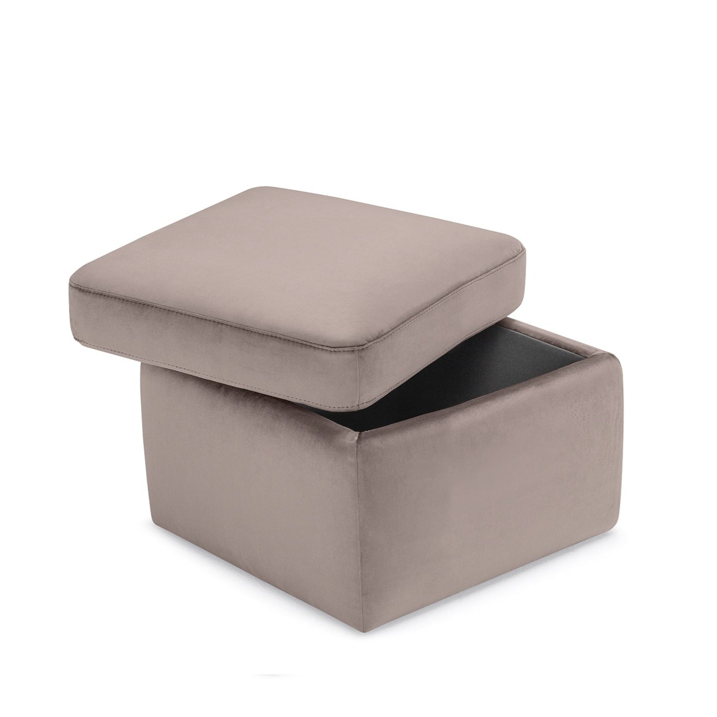 Pouf rangement Made in Italy en velours gris tourterelle - VULGANO