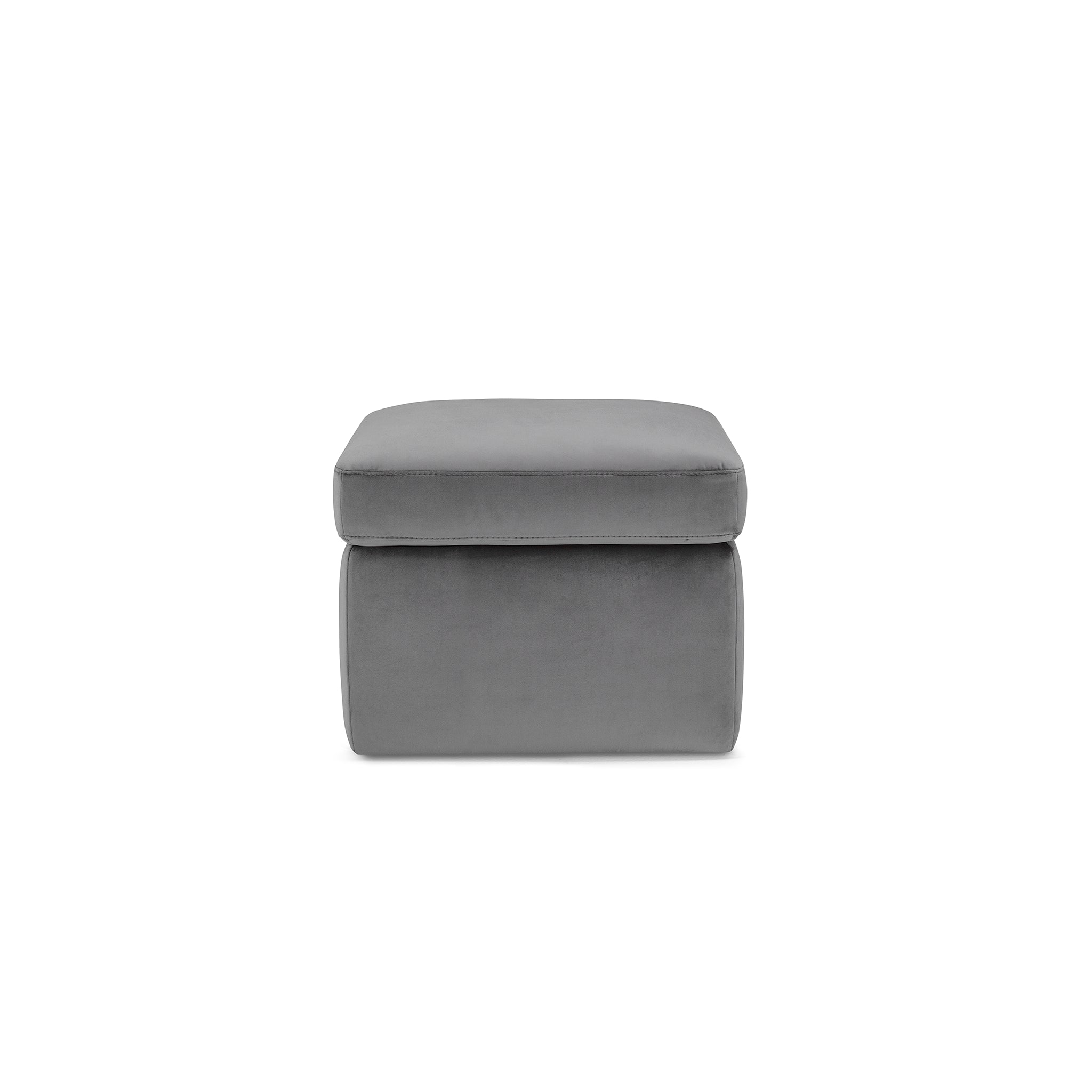 Pouf rangement Made in Italy en velours gris - VULGANO