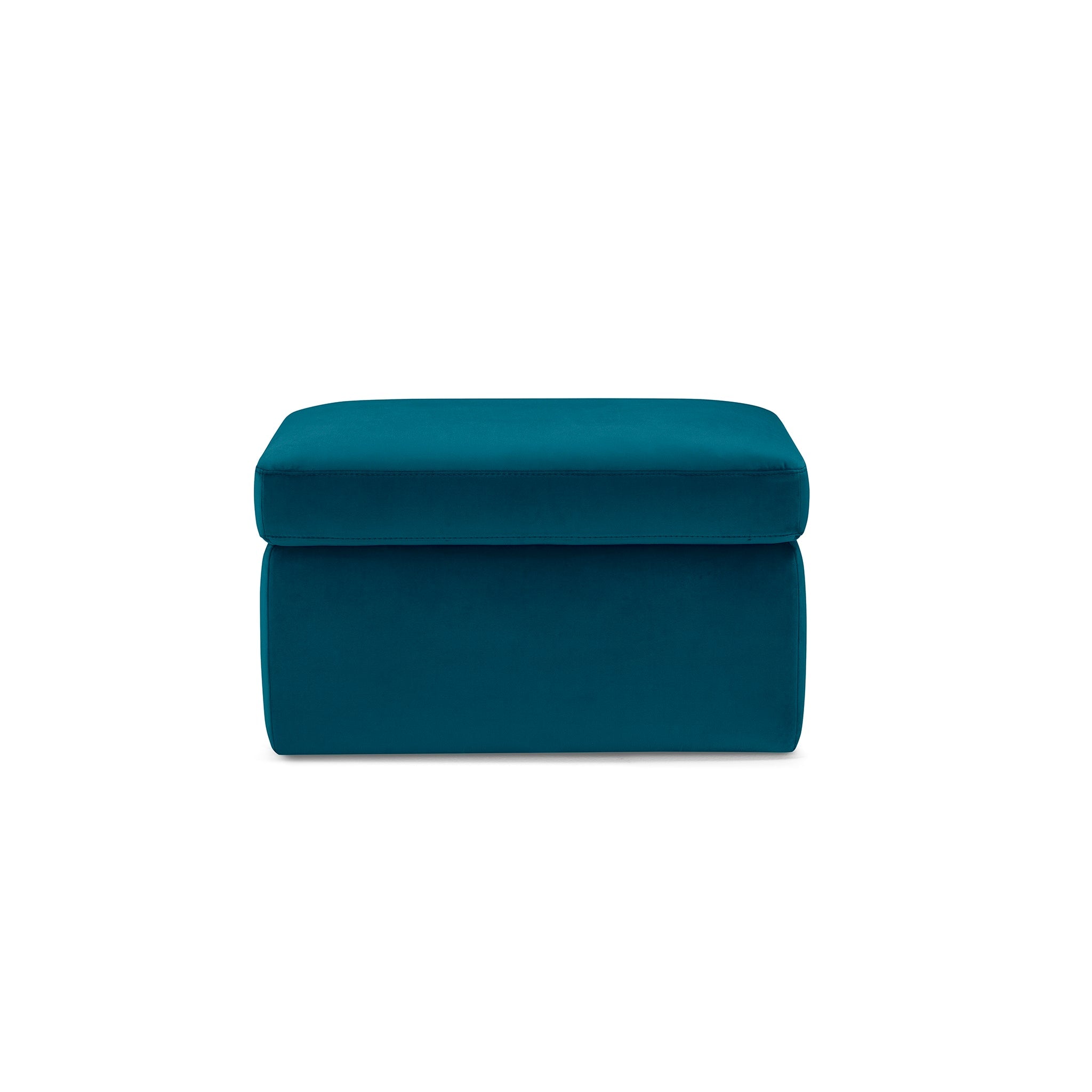 Pouf rangement Made in Italy en velours pétrole - Vulgano