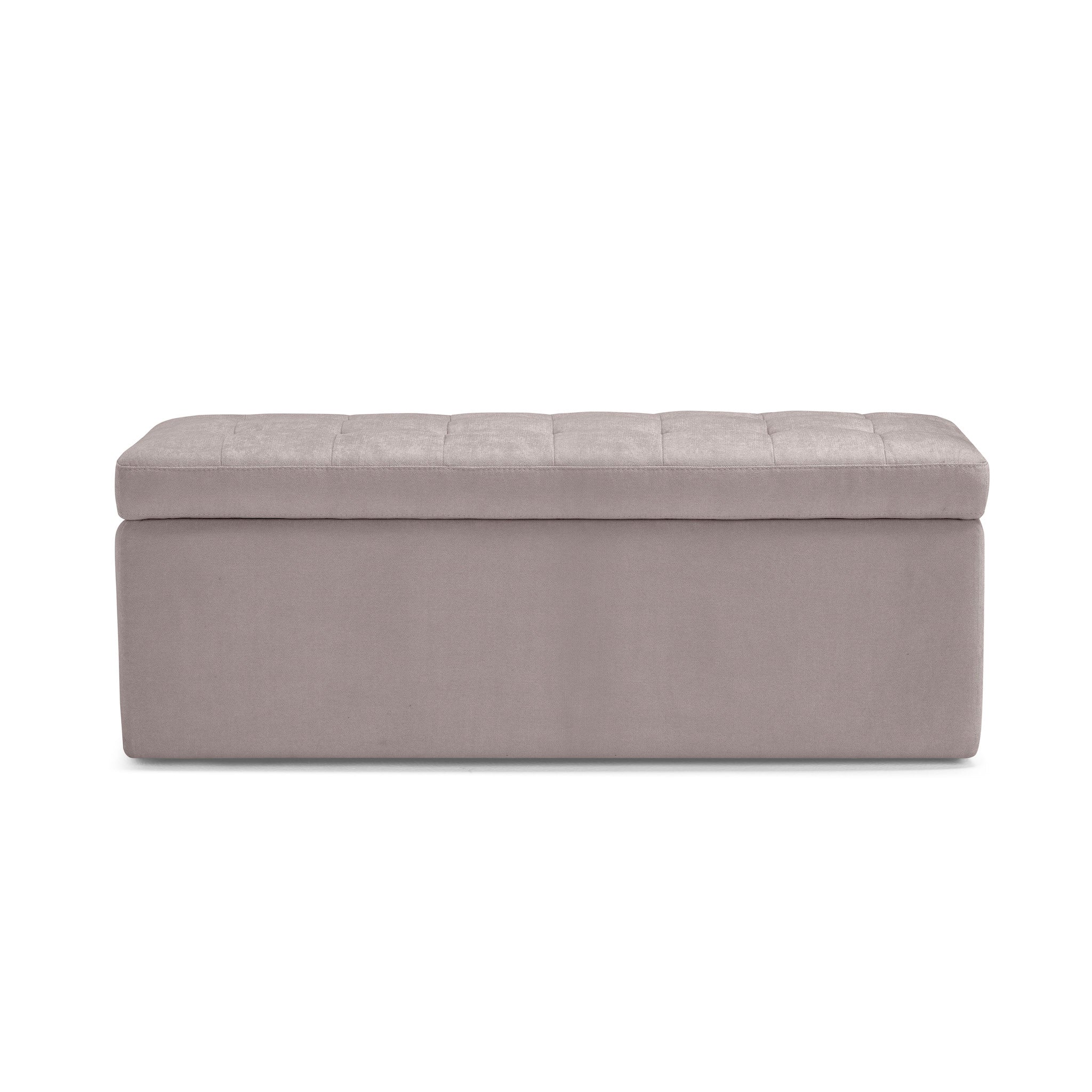 Banc VALSURA rangement Made in Italy matelassé en tissu chenille gris tourterelle 