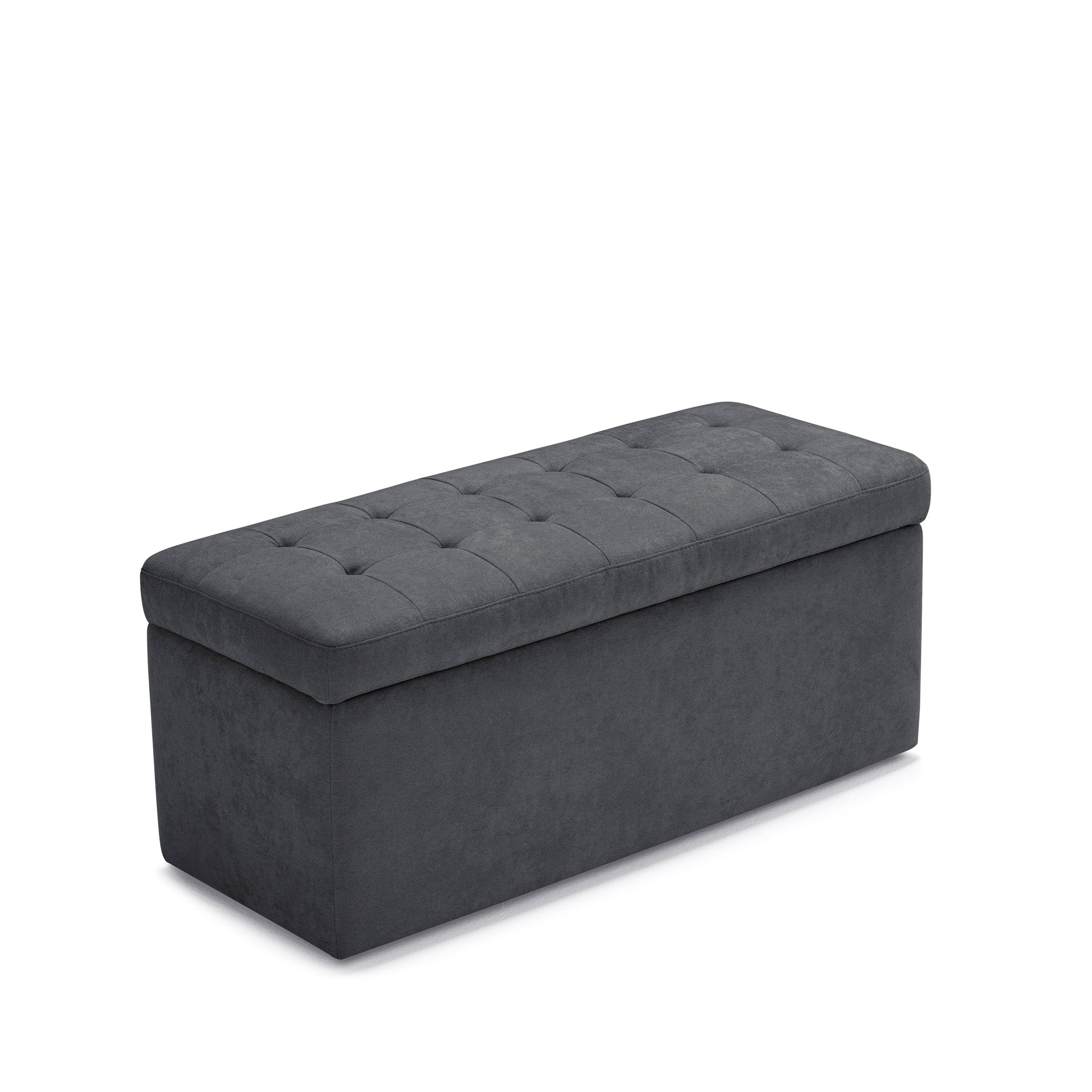 Banc VALSURA rangement Made in Italy matelassé en tissu chenille gris foncé 
