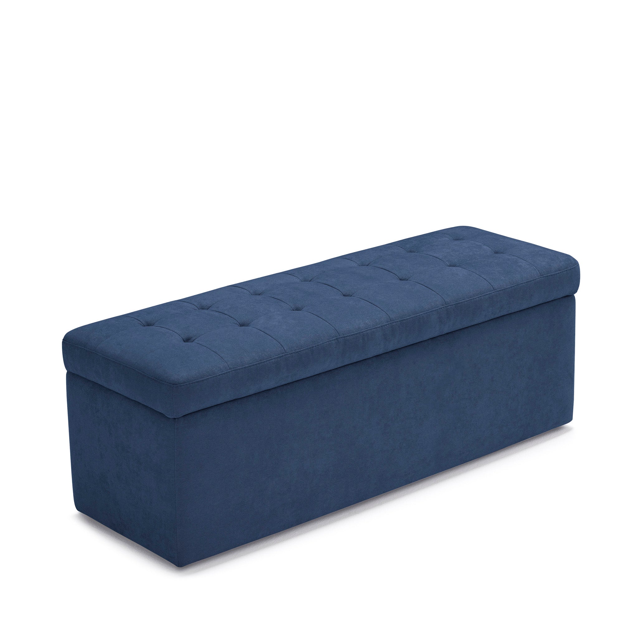 Banc VALSURA rangement Made in Italy matelassé en tissu chenille bleu 