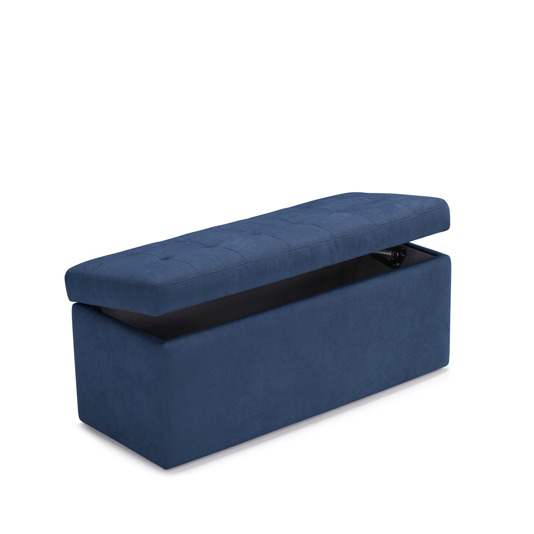 Banc VALSURA rangement Made in Italy matelassé en tissu chenille bleu 