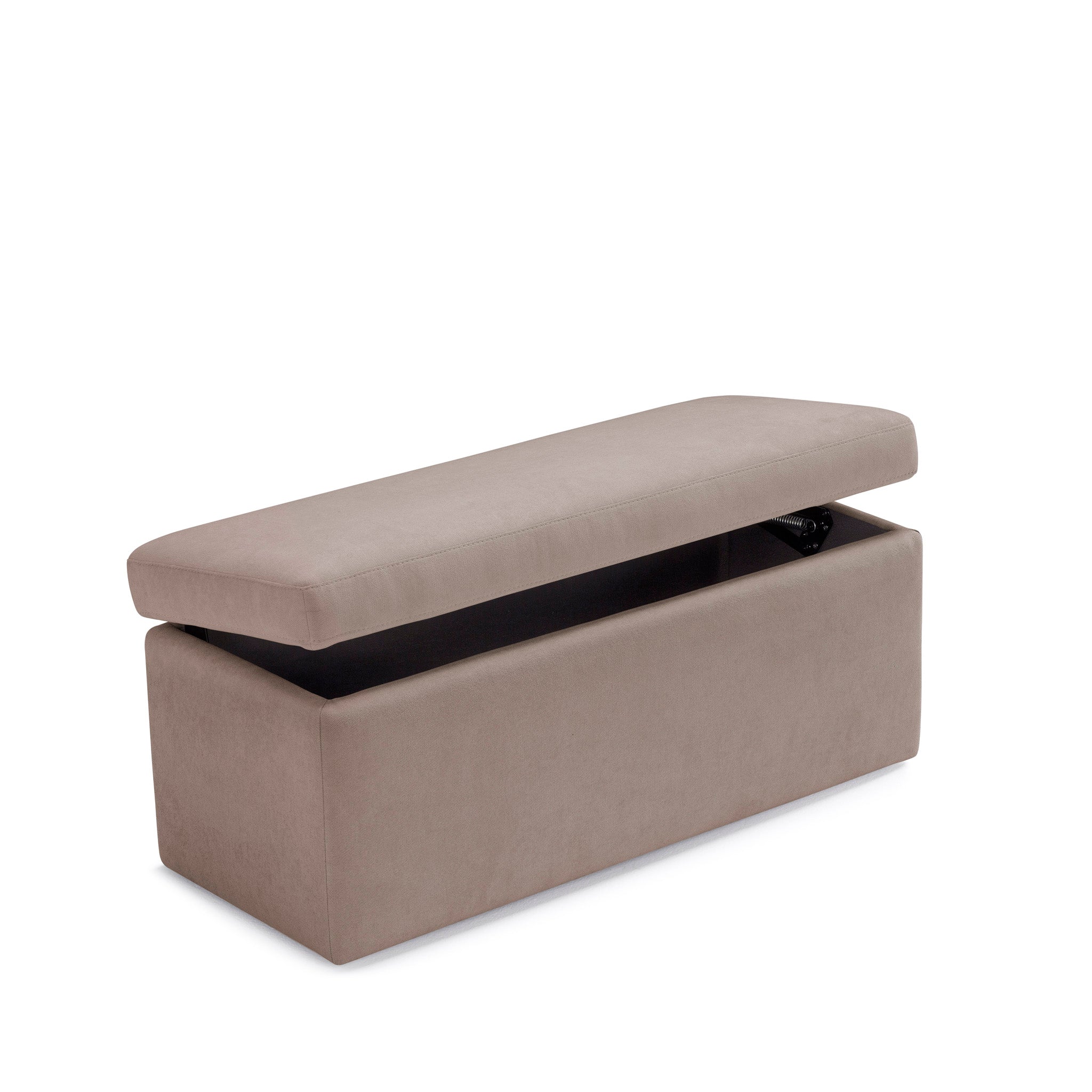 Banc rangement Made in Italy en tissu chenille camel - VIANA