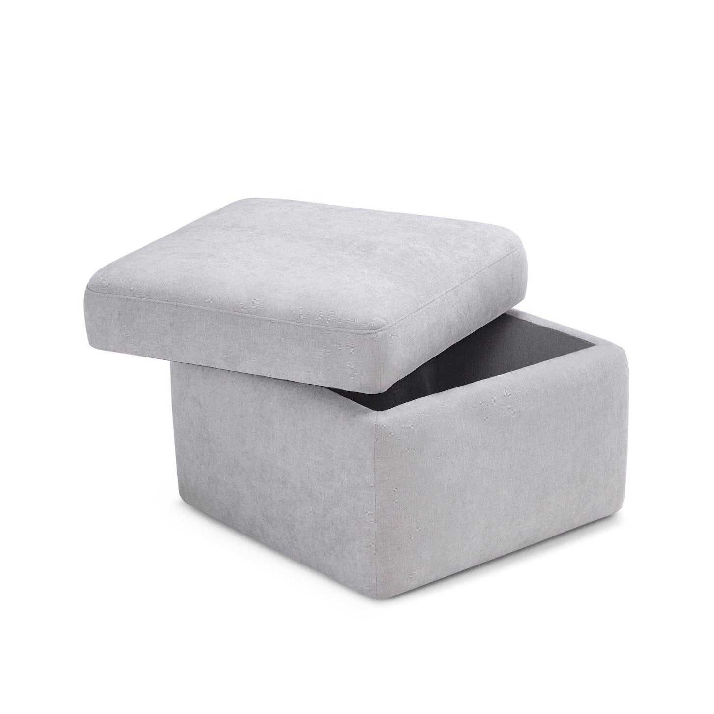 Pouf VULGANO rangement Made in Italy en tissu chenille gris clair