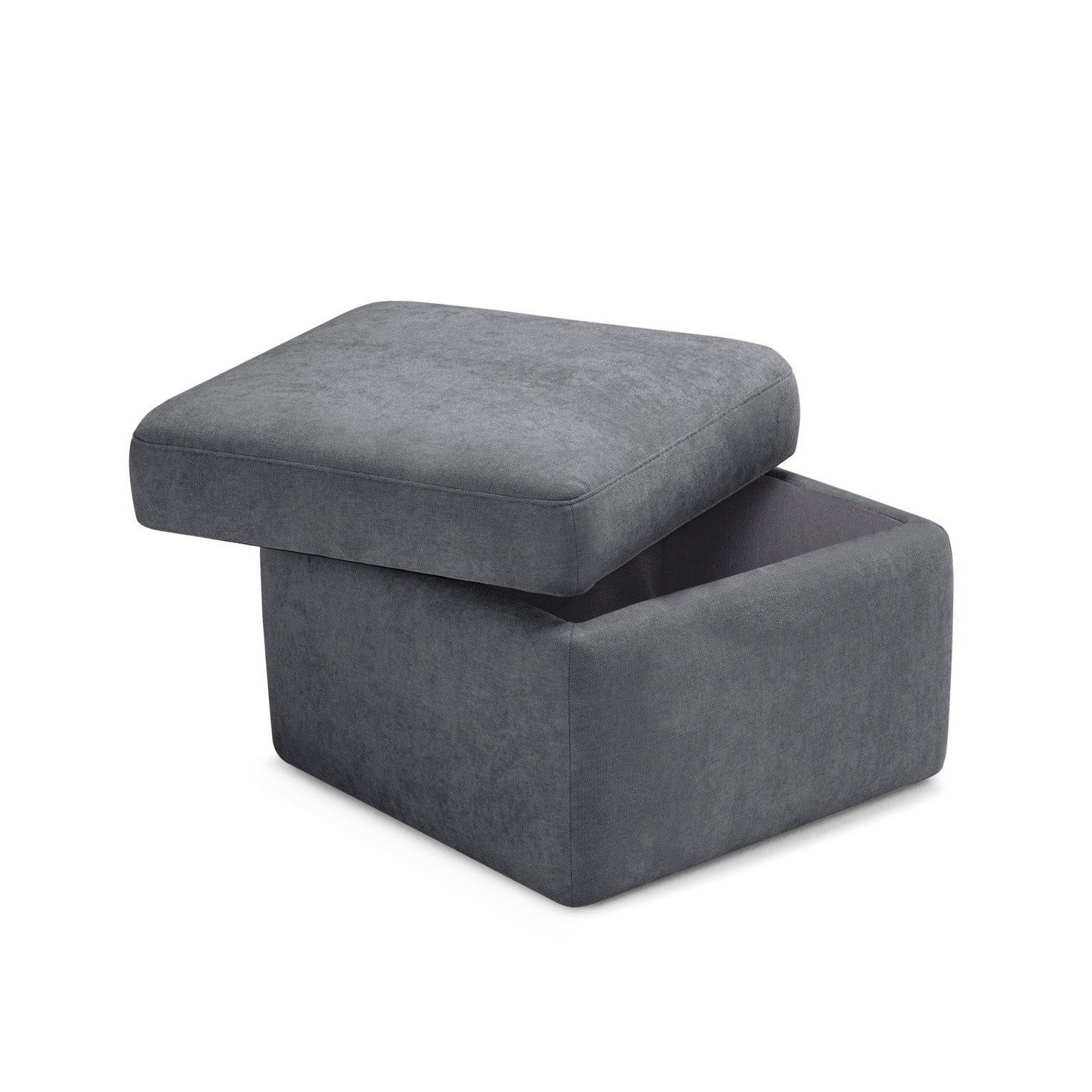 Pouf VULGANO rangement Made in Italy en tissu chenille gris foncé