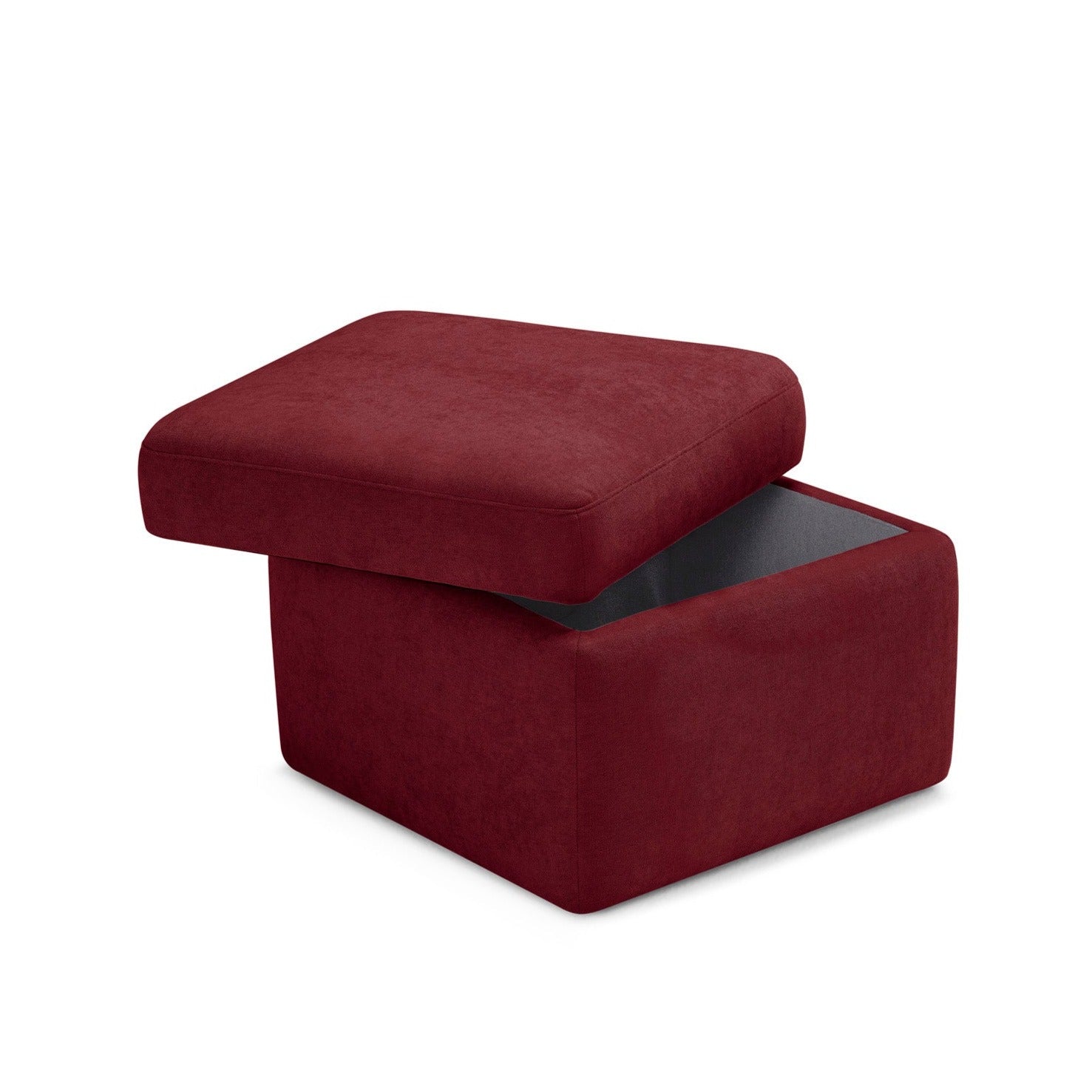 Pouf VULGANO rangement Made in Italy en tissu chenille bordeaux 