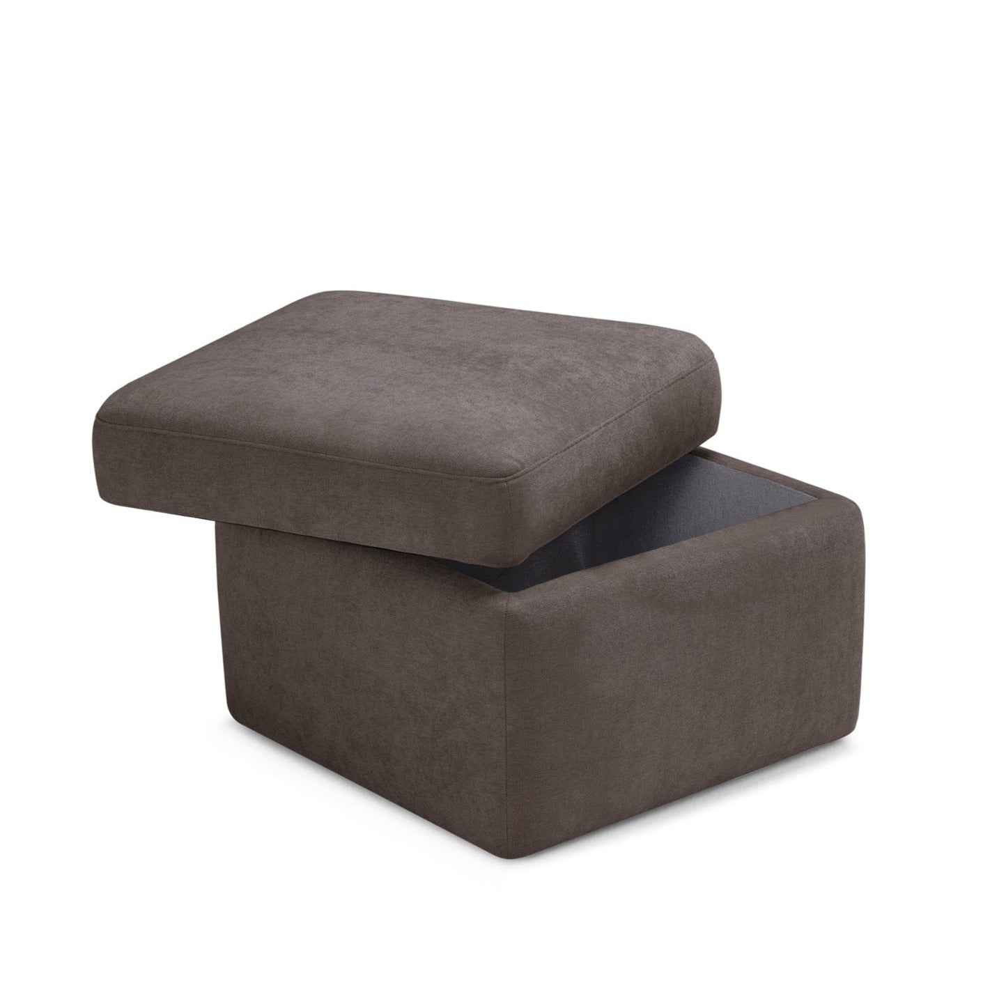 Pouf VULGANO rangement Made in Italy en tissu chenille marron 