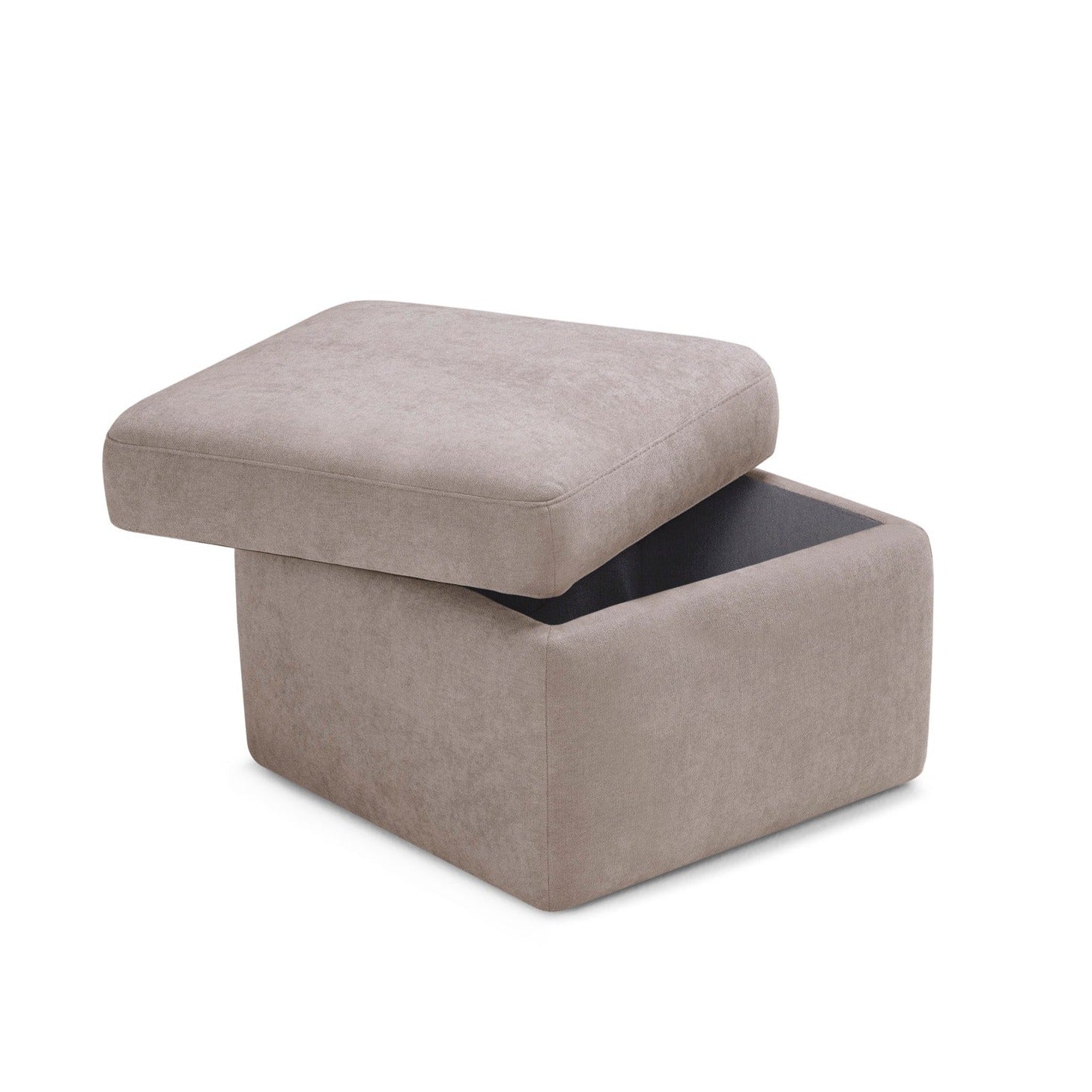 Pouf rangement Made in Italy en tissu chenille camel - VULGANO