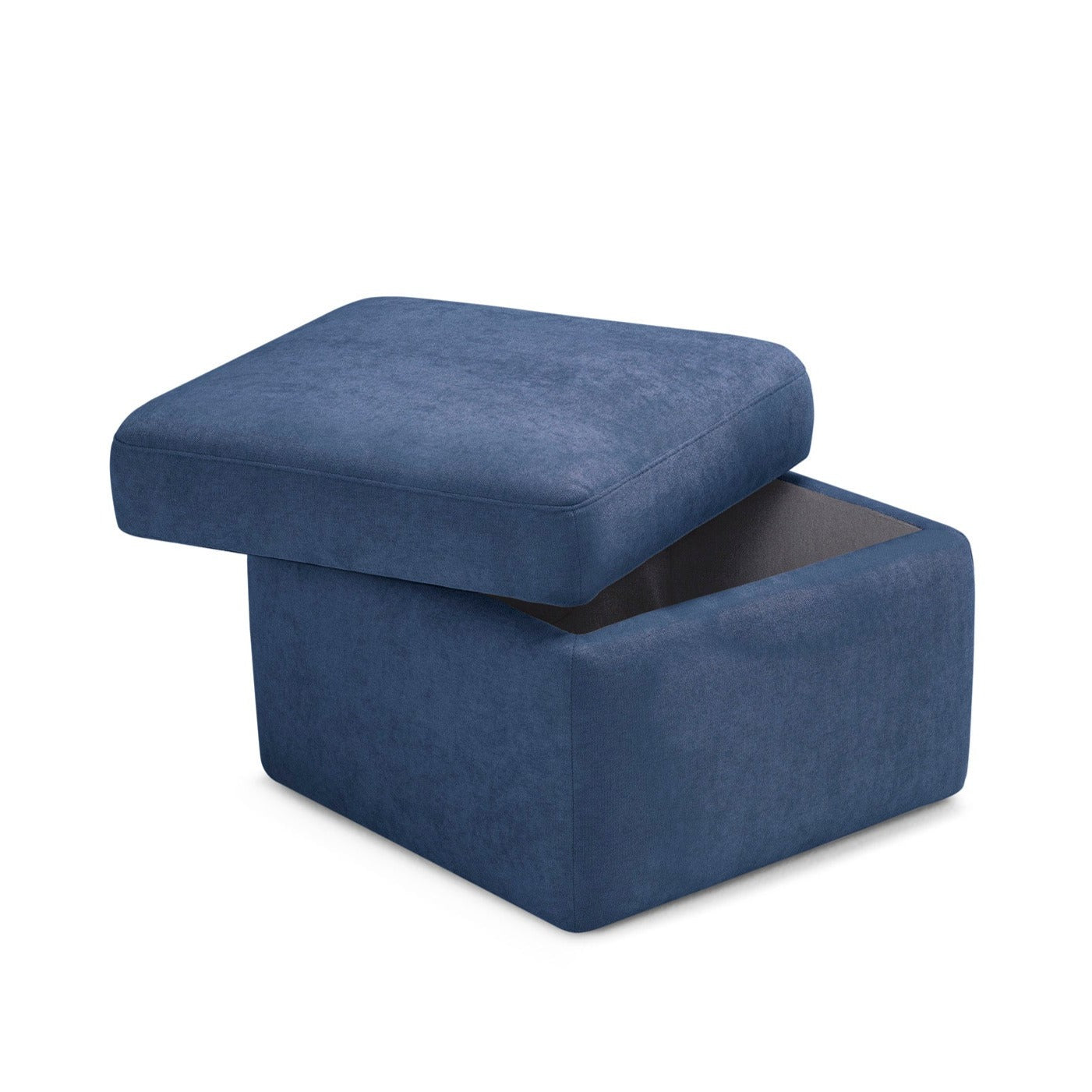 Pouf VULGANO rangement Made in Italy en tissu chenille bleu