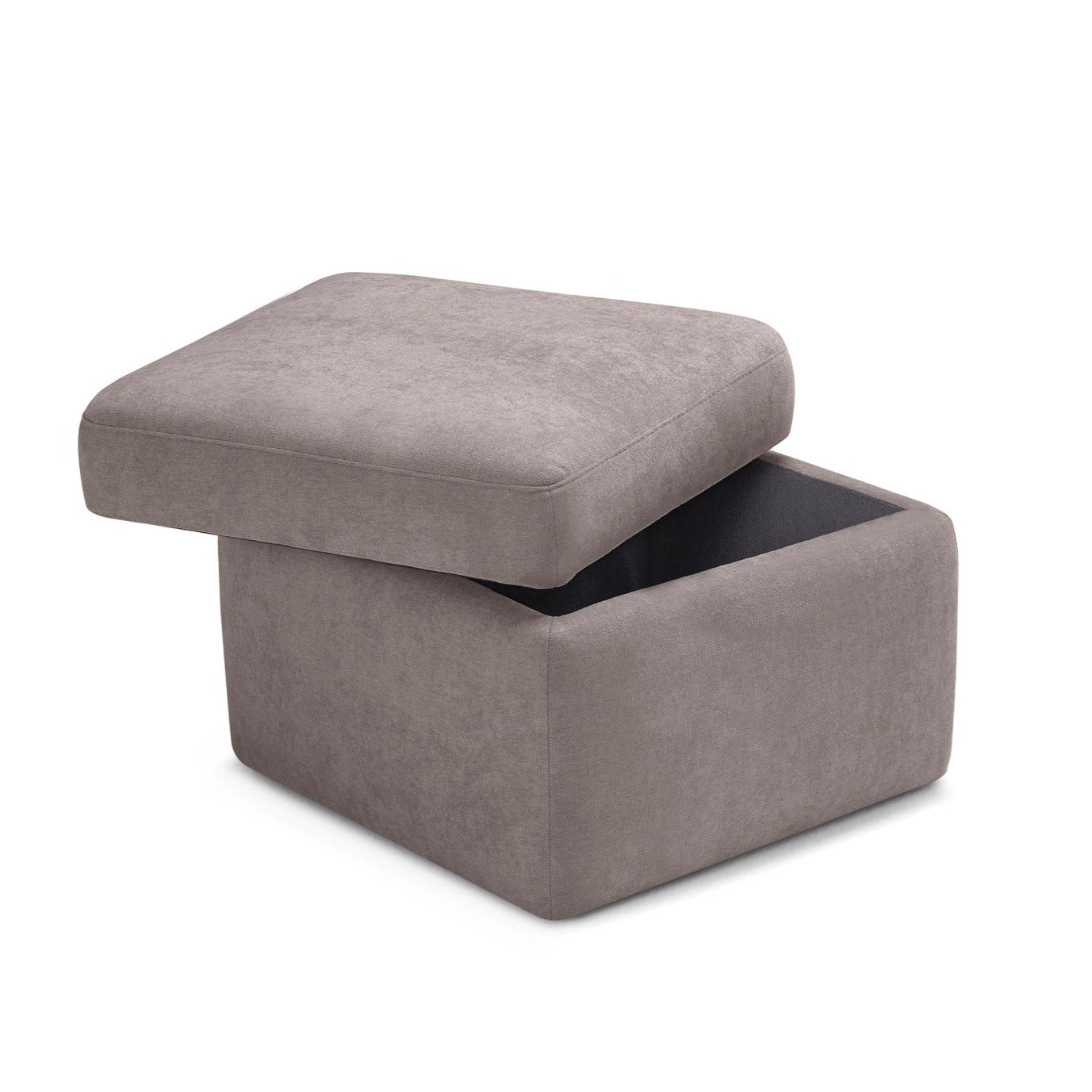 Pouf VULGANO rangement Made in Italy en tissu chenille gris tourterelle 