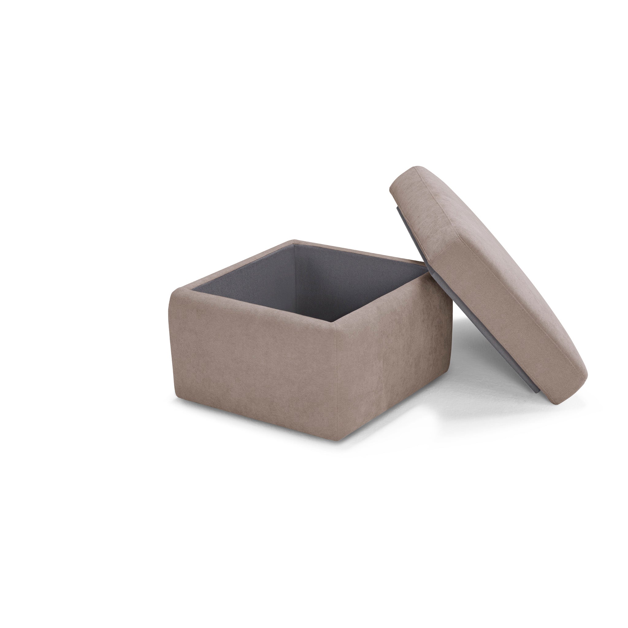 Pouf rangement Made in Italy en tissu chenille camel - VULGANO
