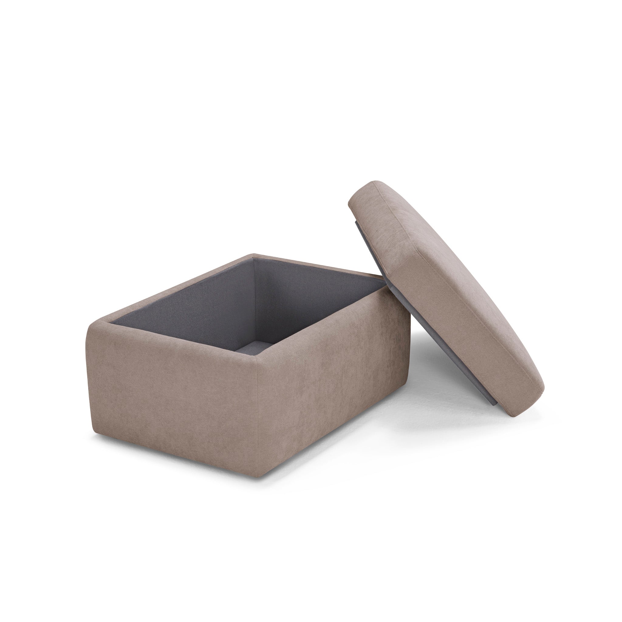 Pouf rangement Made in Italy en tissu chenille camel - VULGANO