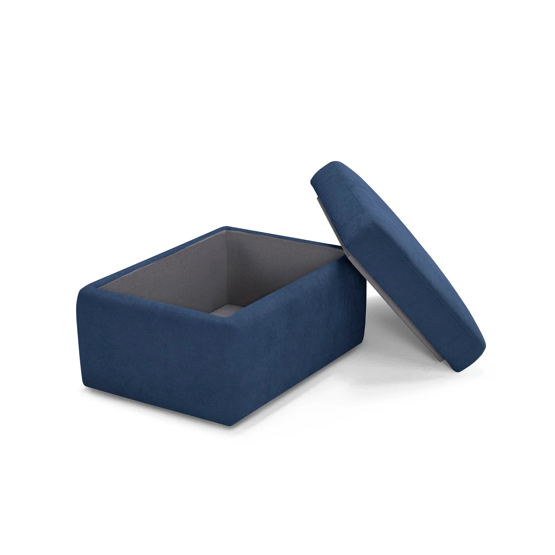 Pouf VULGANO rangement Made in Italy en tissu chenille bleu