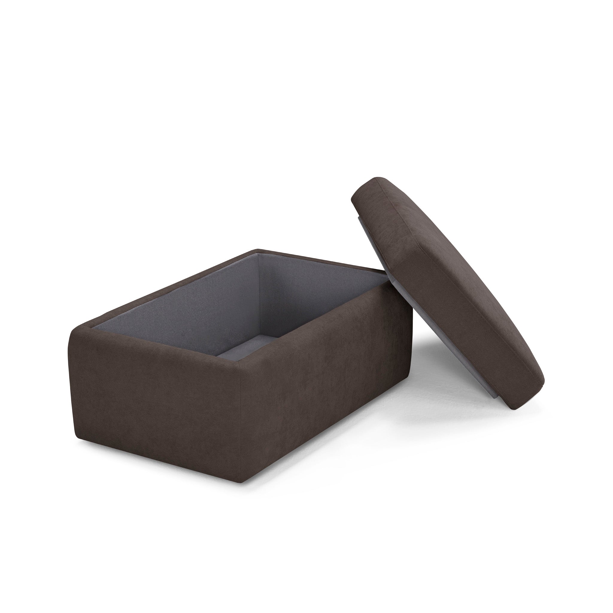 Pouf VULGANO rangement Made in Italy en tissu chenille marron 