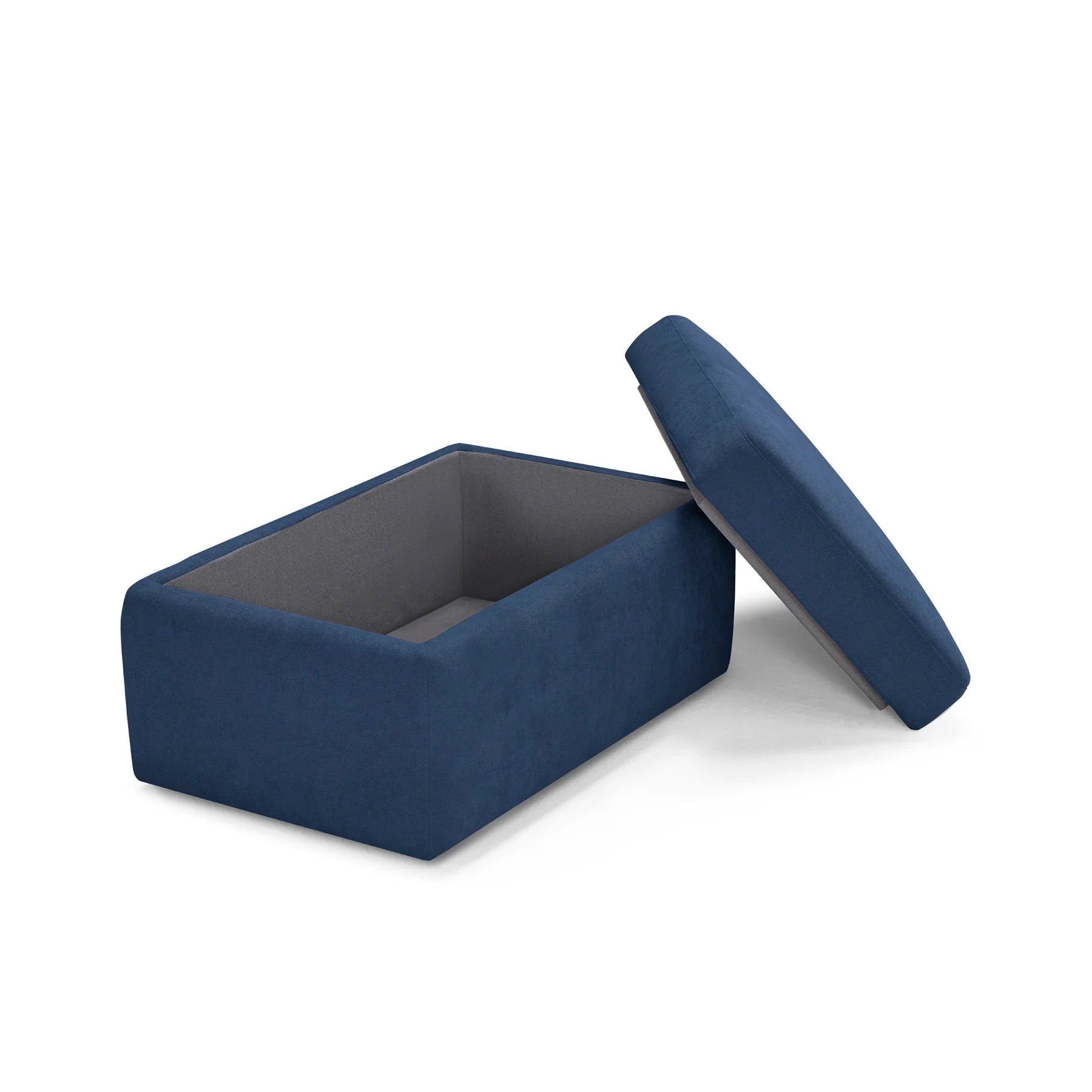 Pouf VULGANO rangement Made in Italy en tissu chenille bleu