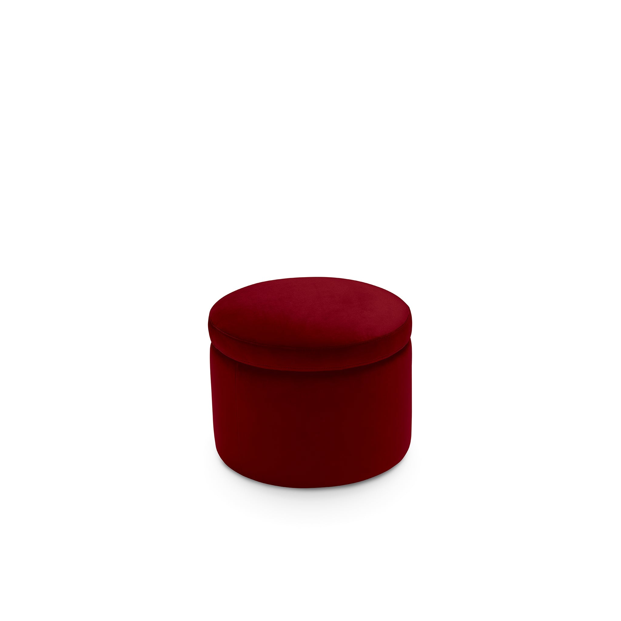 Pouf rangement rond Made in Italy en velours bordeaux Paranà