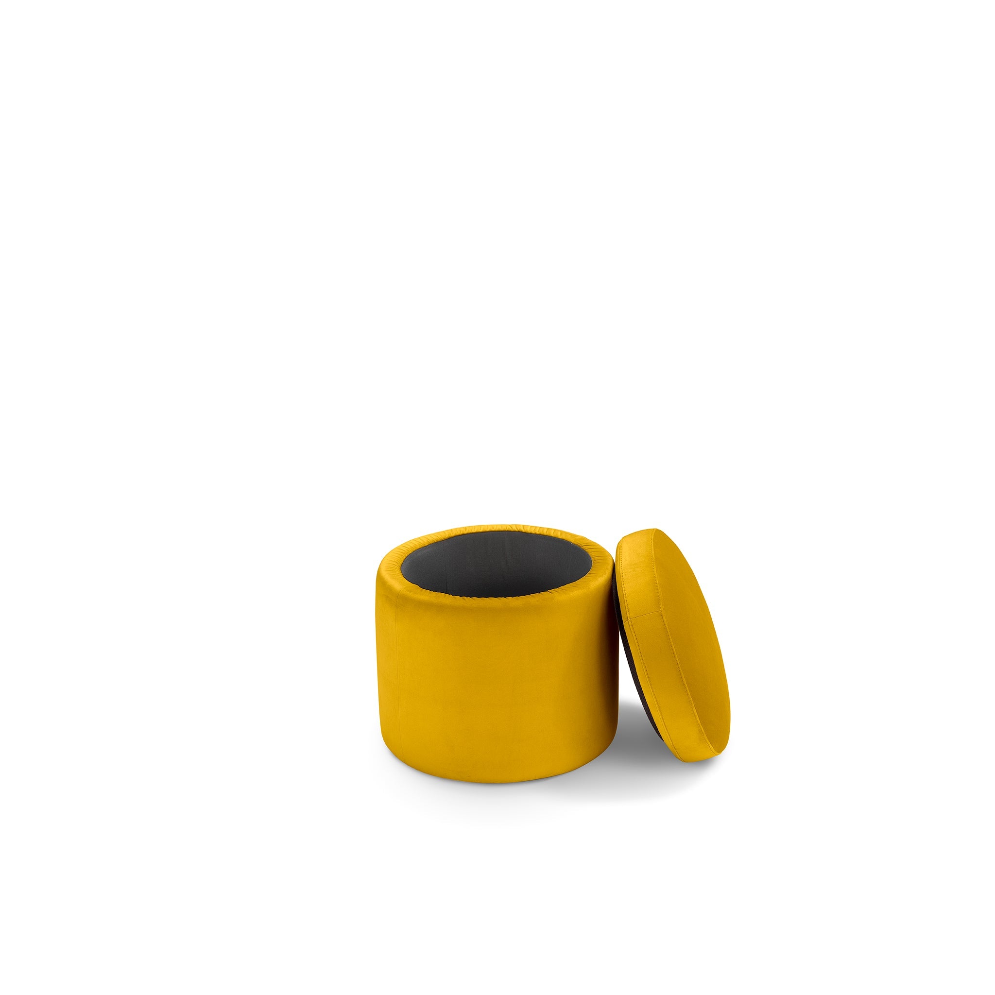 Pouf rangement rond Made in Italy en velours jaune - Paranà