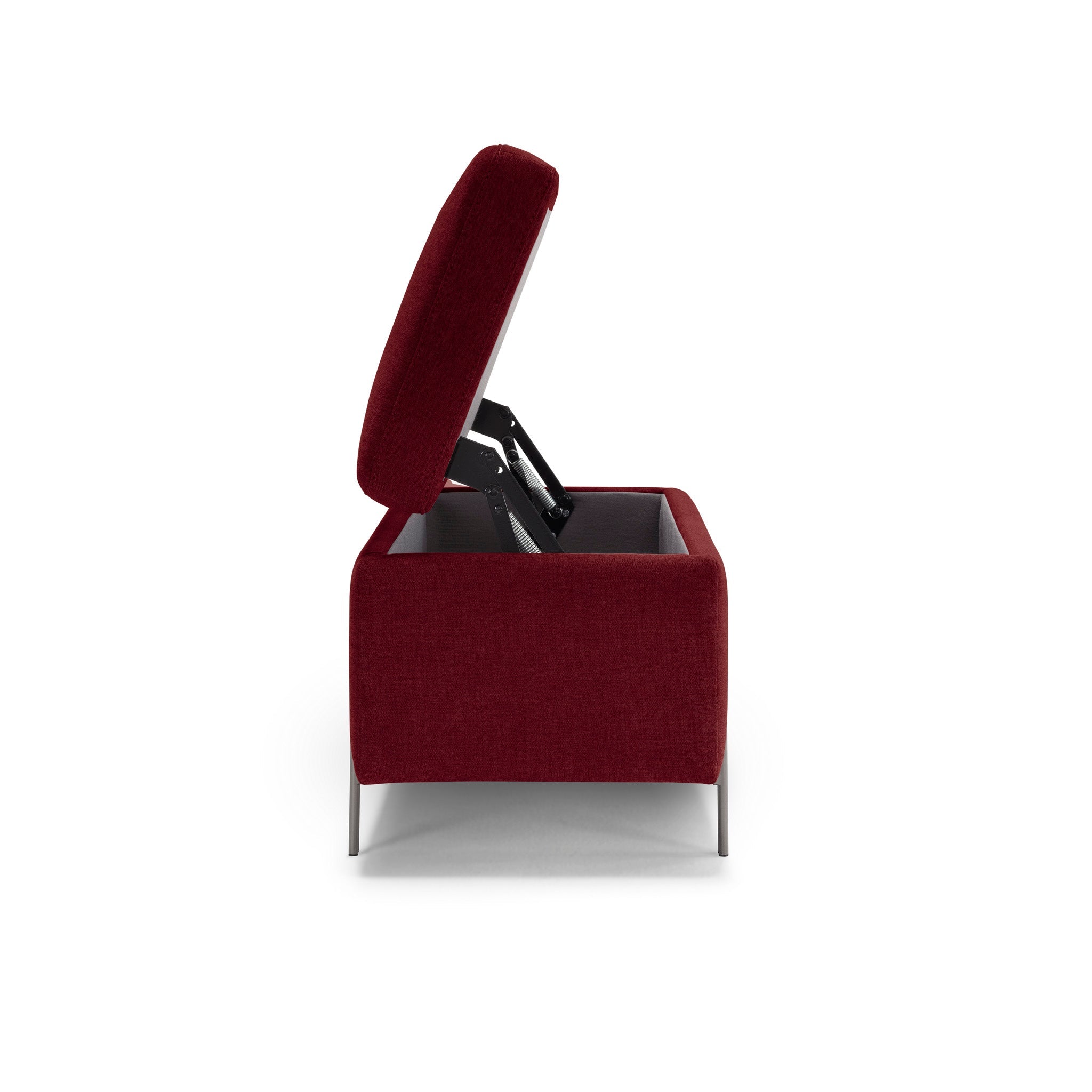 Banc SARDORELLA 110x45 cm rangement Made in Italy en tissu chenille bordeaux 