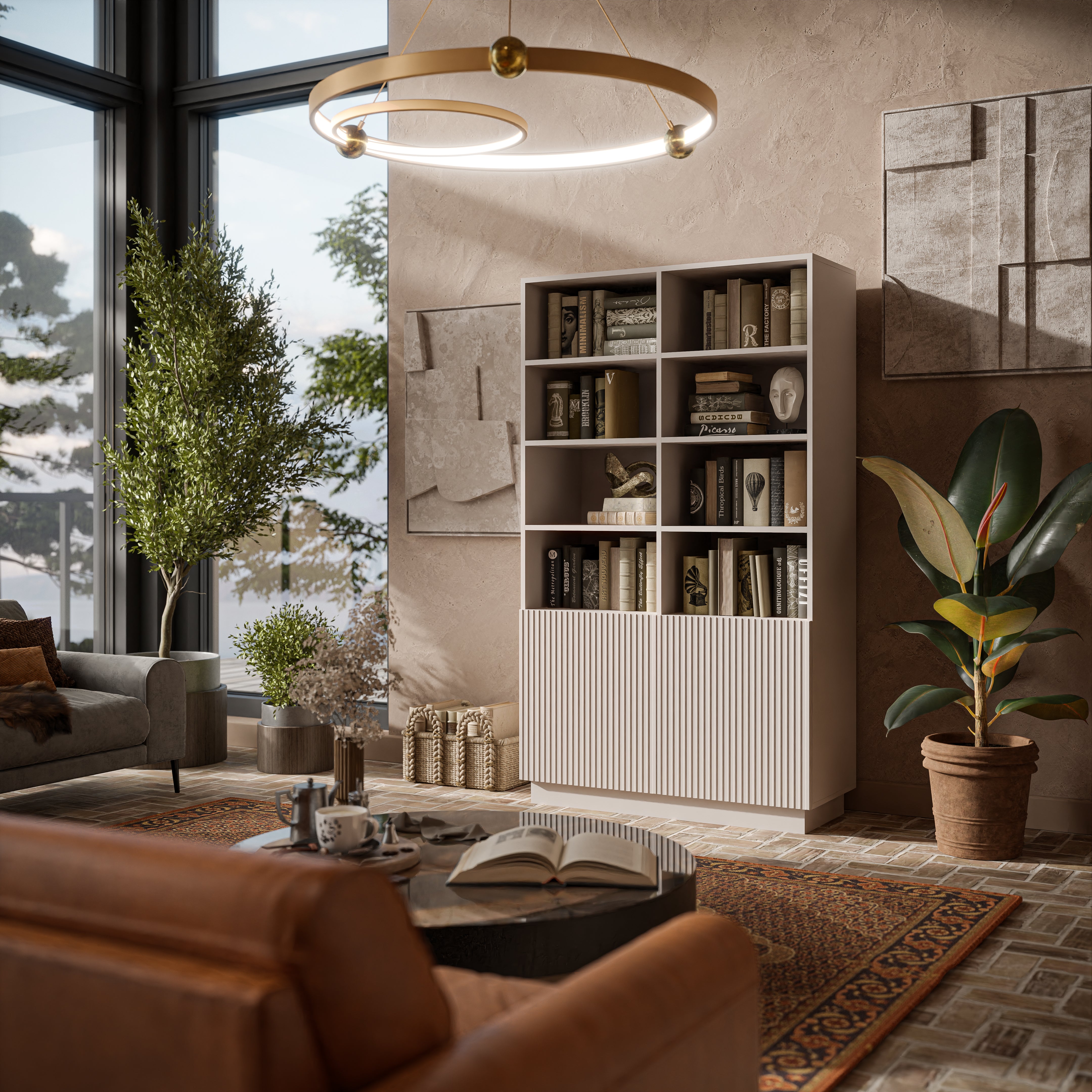 Librairie 2 portes 6 étagères Claire 171x100 cm