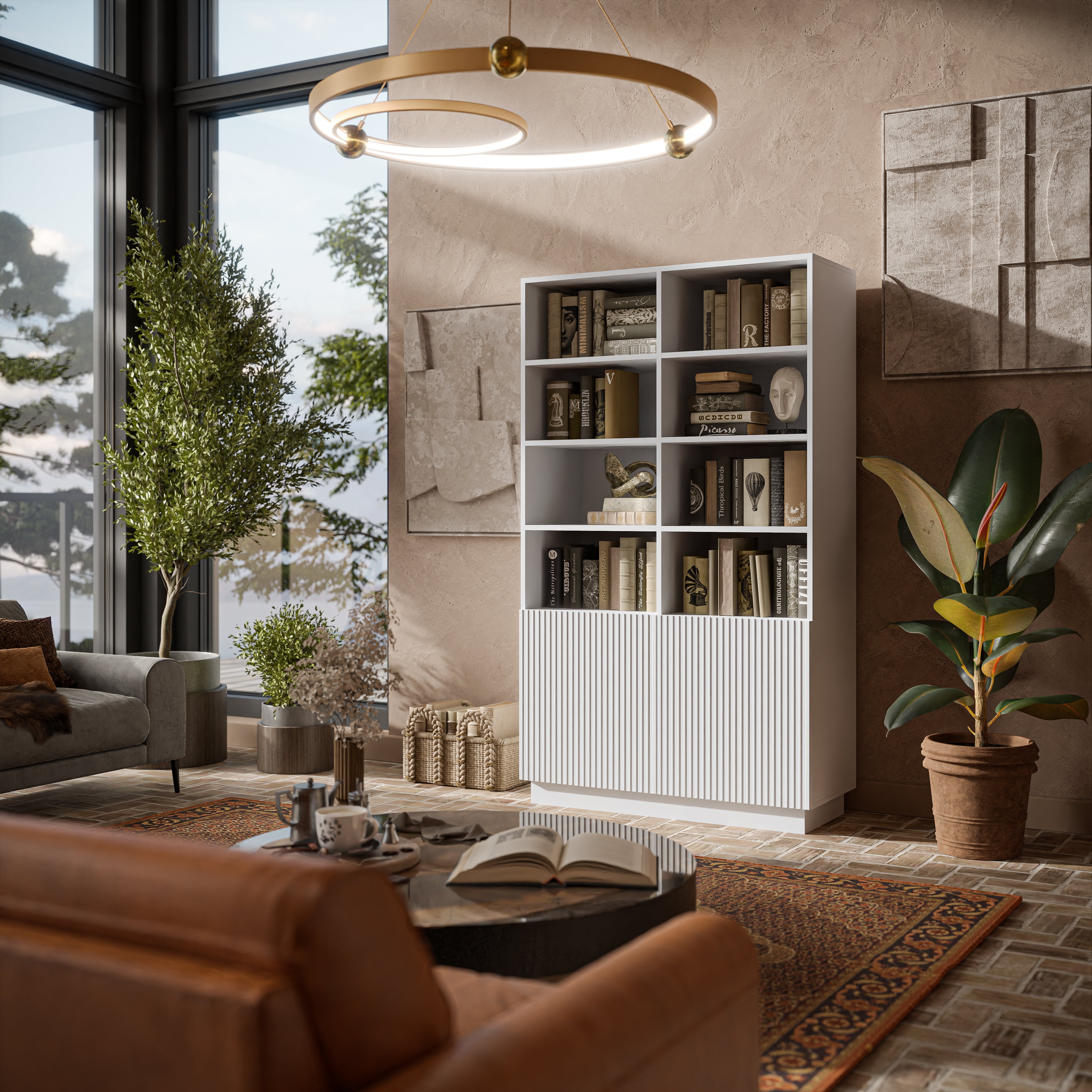 Librairie 2 portes 6 étagères Claire 171x100 cm