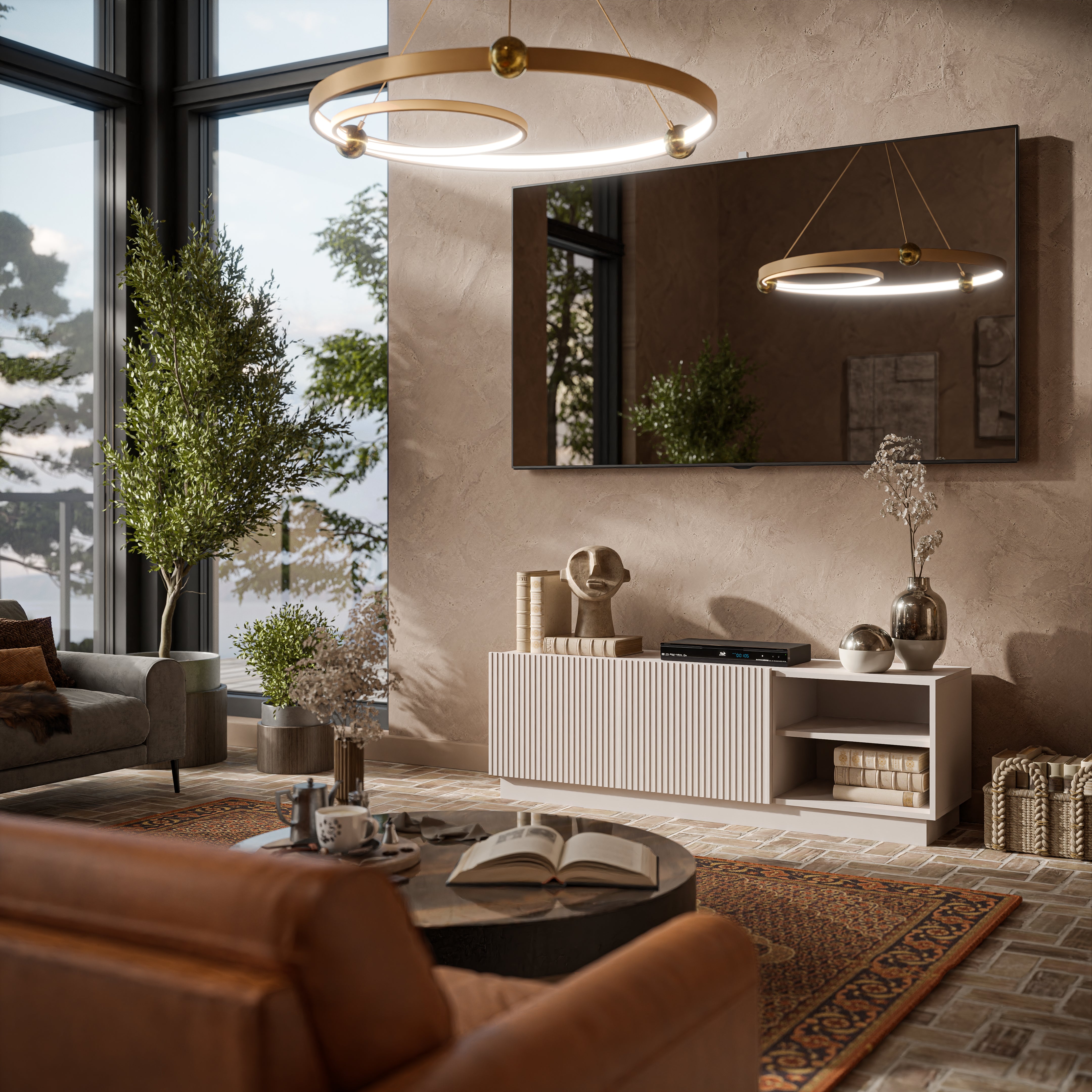 Meuble TV 2 portes Claire 150x48 cm