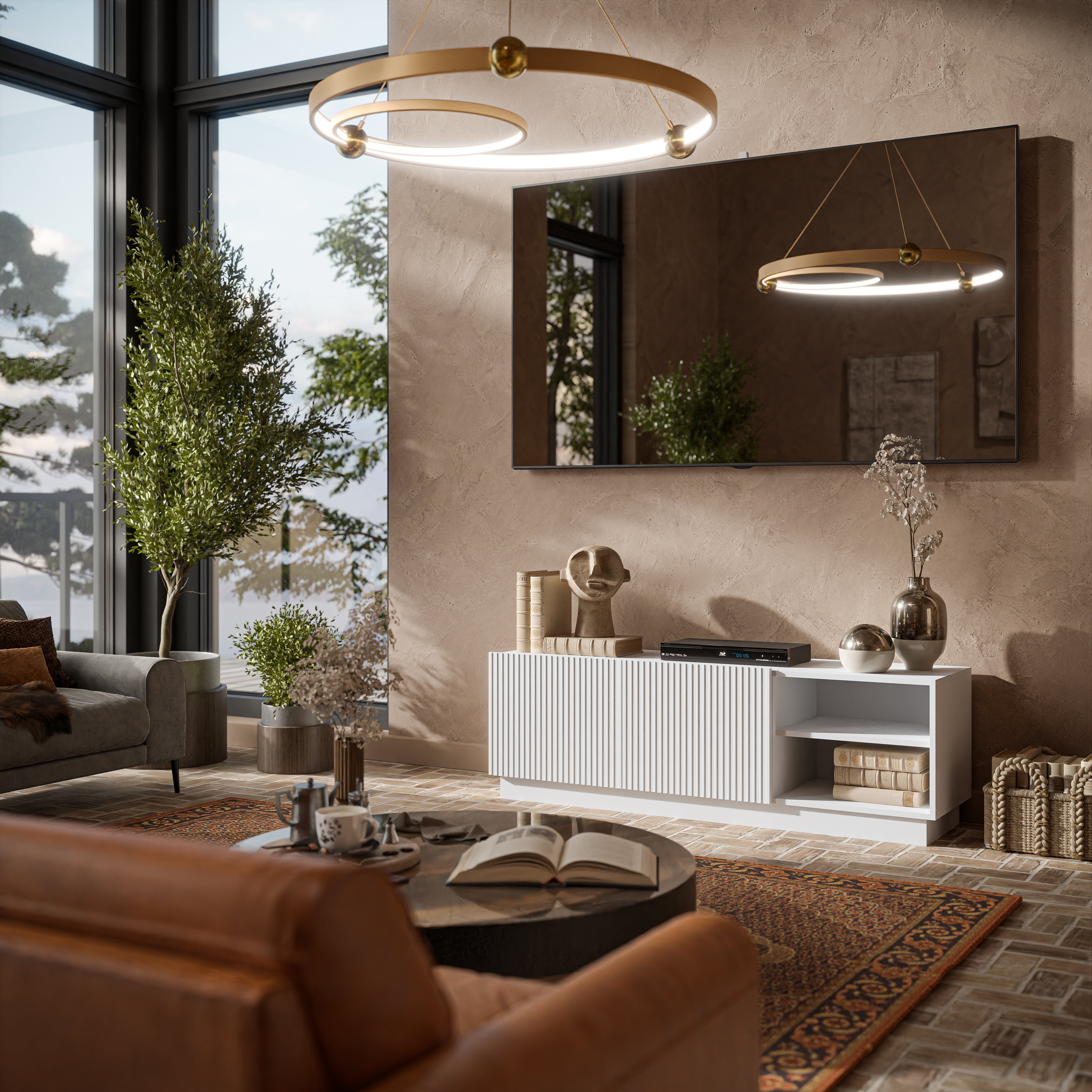 Meuble TV 2 portes Claire 150x48 cm