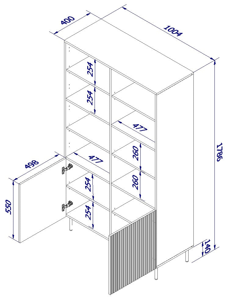 Buffet 2 portes avec pied en métal Bijou 100x178 cm