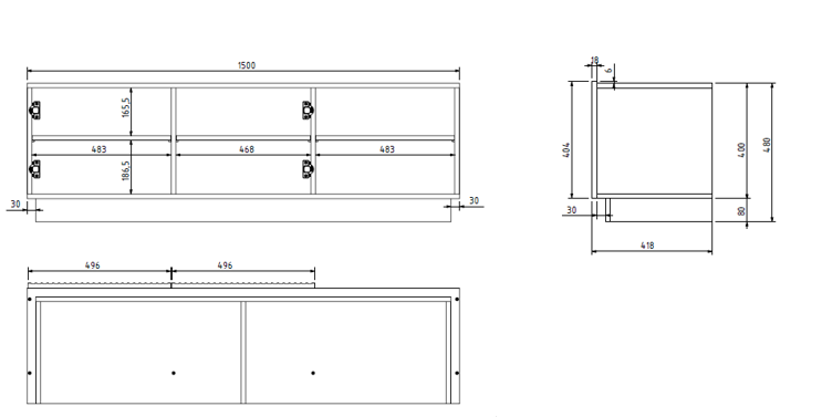 Meuble TV 2 portes Claire 150x48 cm