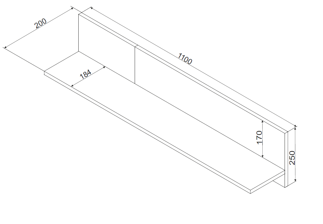 Étagère noir mat/chêne Écrin 110x25 cm