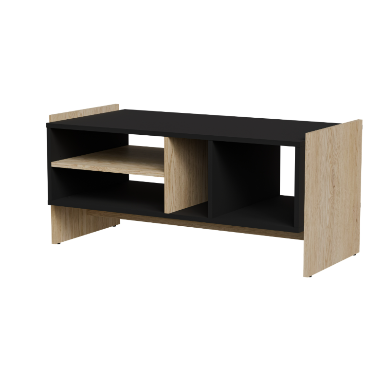 Table basse Élixir noir mat/chêne 100x46 cm