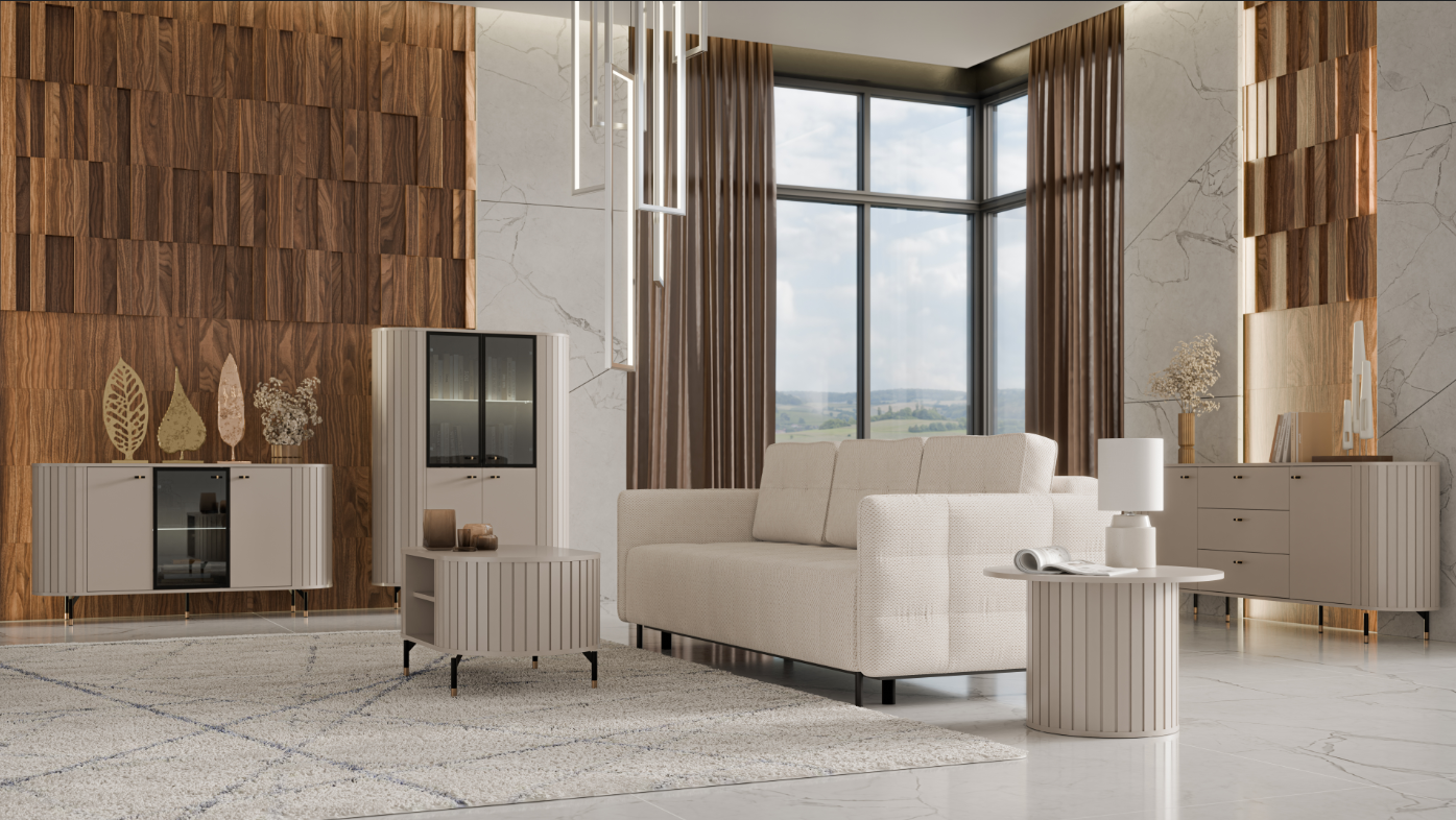 Madia 3 ante con piede in metallo Rose 150x81 cm