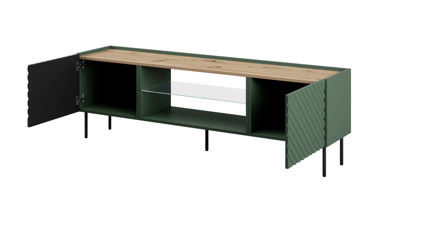 Meuble TV 2 portes avec pied en métal Rêve 180x57 cm