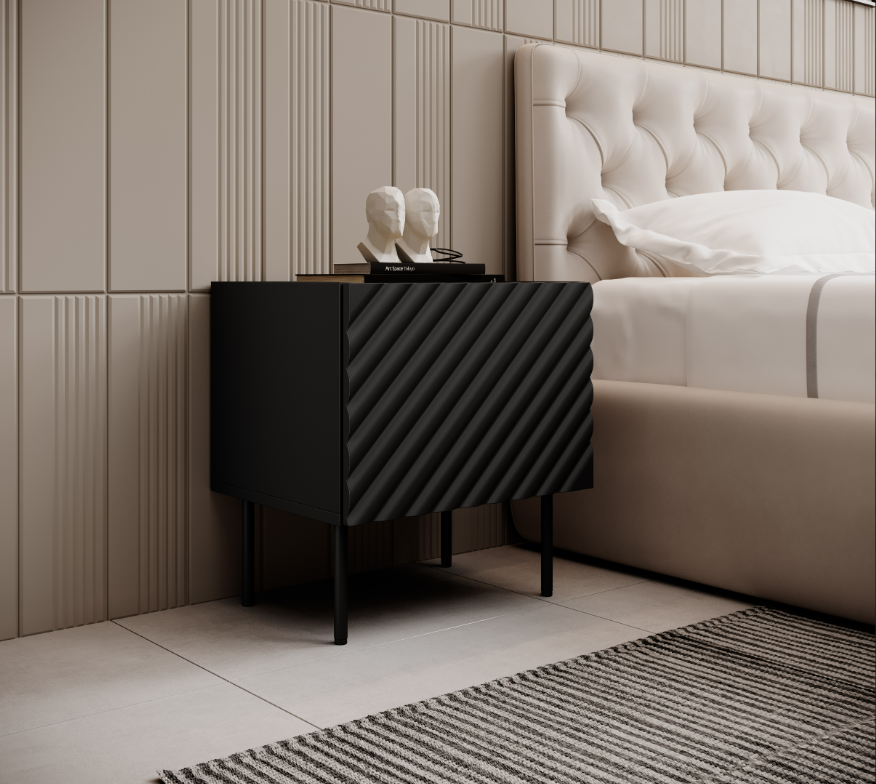 Table de chevet 1 porte avec pied métal Rêve 50x53 cm