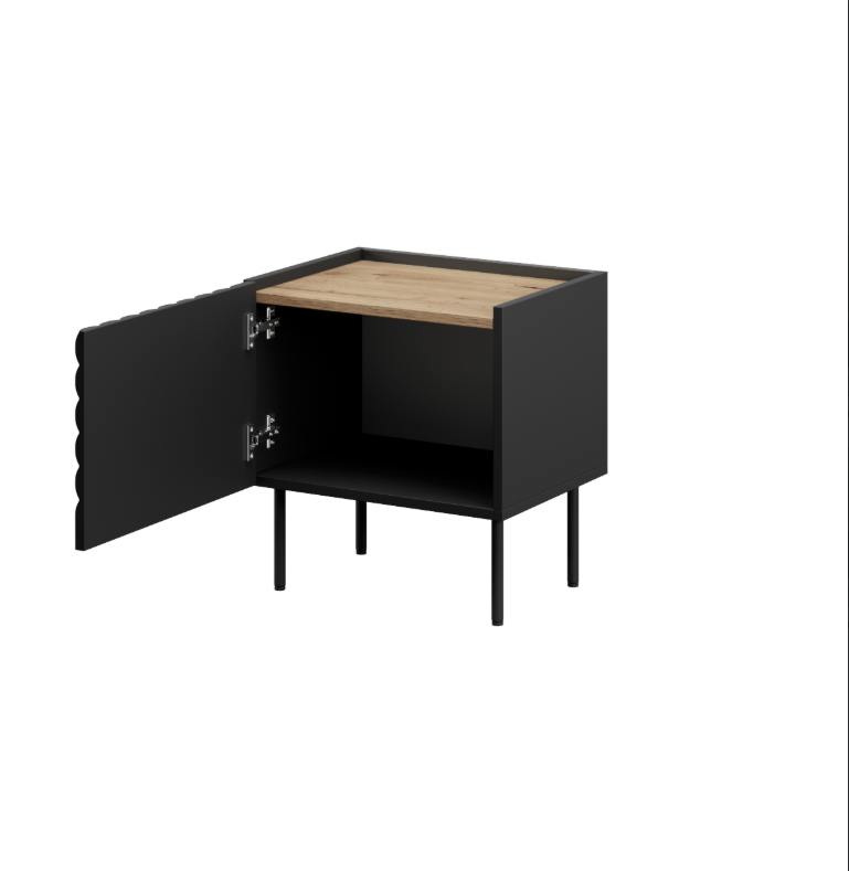 Table de chevet 1 porte avec pied métal Rêve 50x53 cm