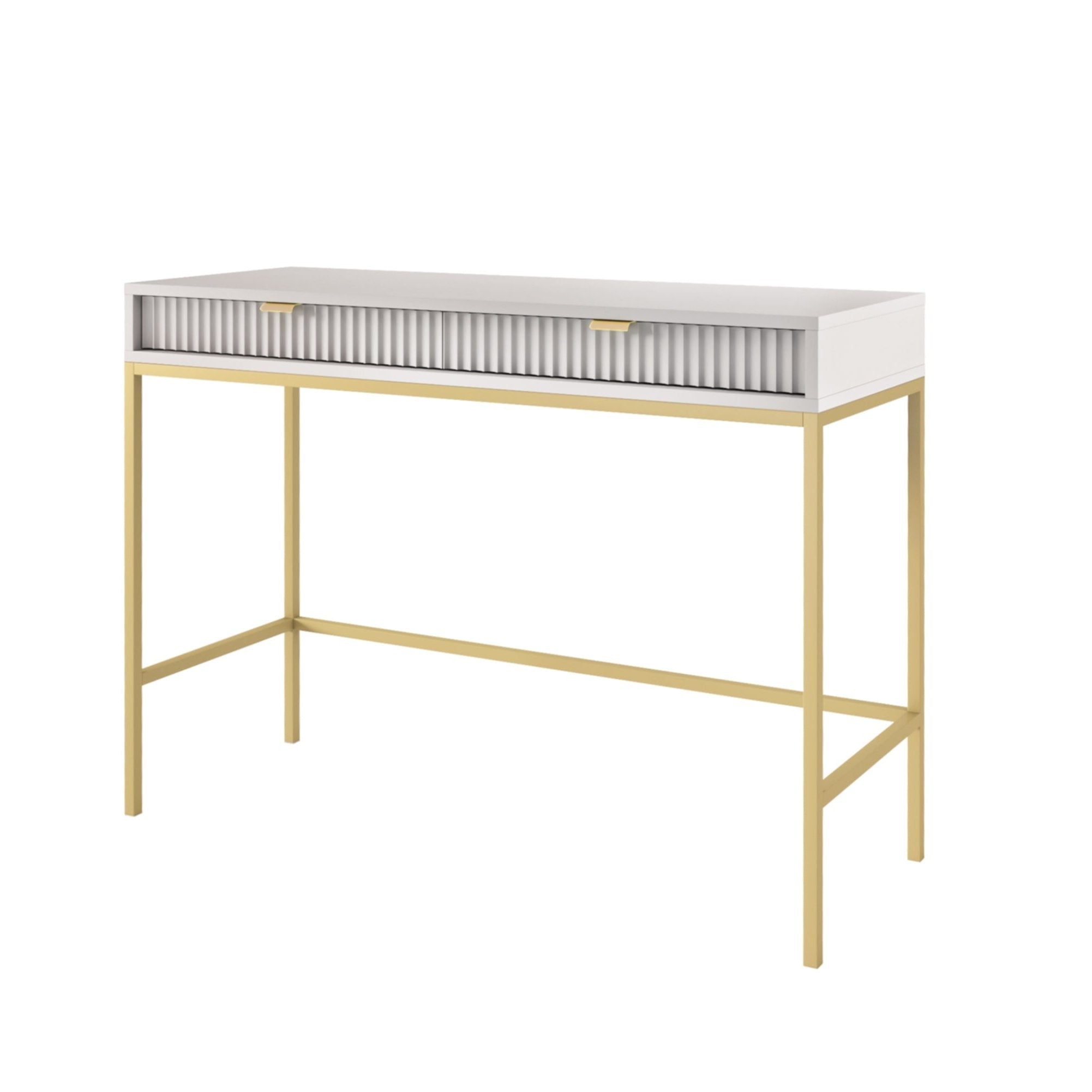 Console avec pieds en métal 2 tiroirs en bois laminé Miseno 104x78 cm