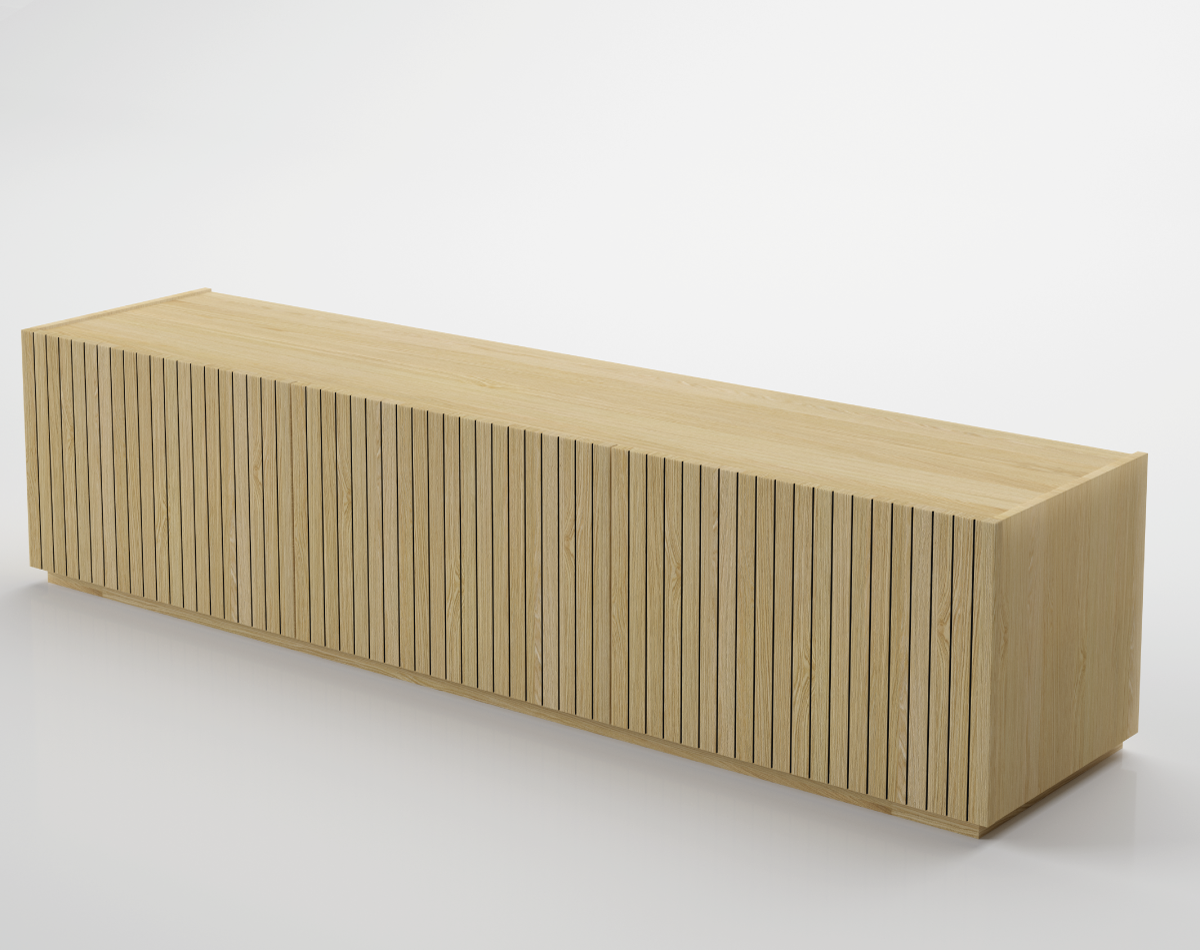 Meuble TV contemporain 3 portes 6 compartiments 178x41 cm Averno en bois chêne 