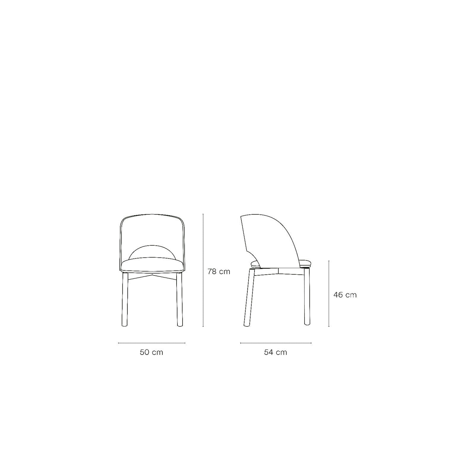 Lot de 2 chaises 50x78 h45 cm Dam en frêne naturel et assise gris clair 