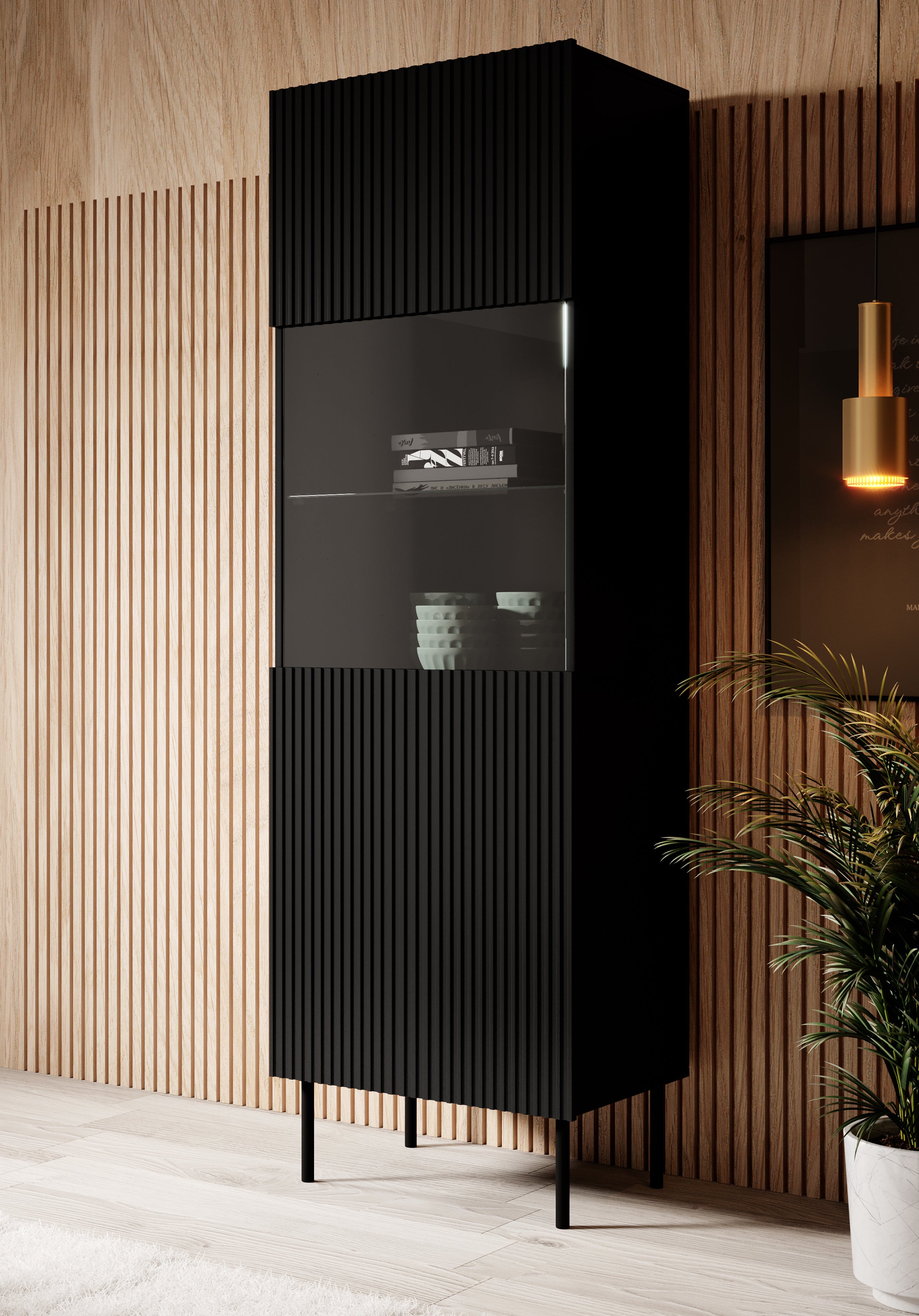 Vitrine 1 porte 5 étagères Bijou 60x182 cm