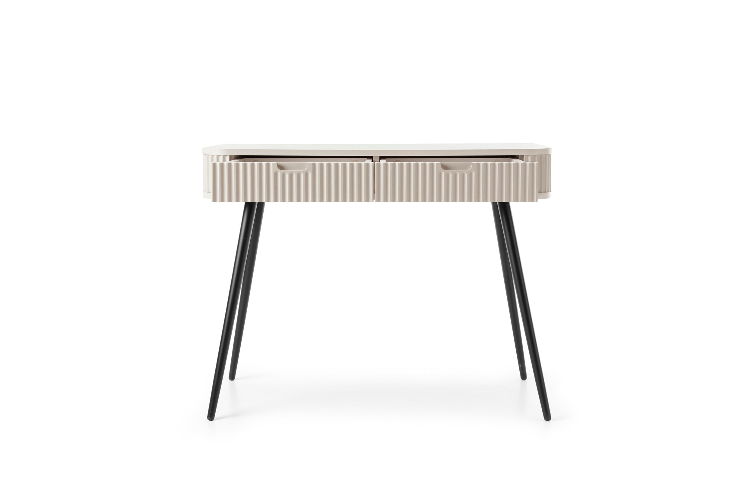 Console 2 tiroirs avec pieds en métal Calisio 103x80 cm