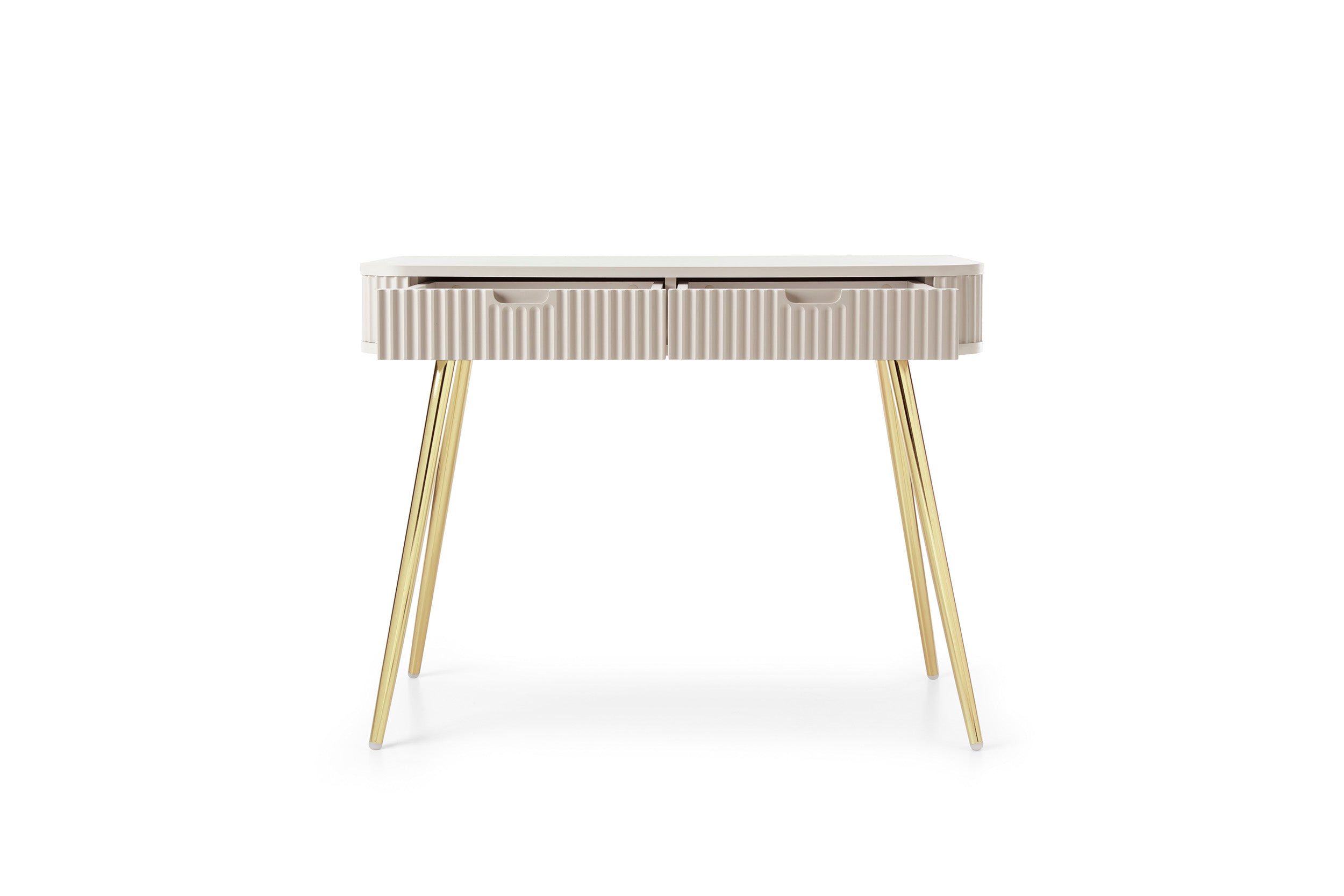 Console 2 tiroirs avec pieds en métal Calisio 103x80 cm