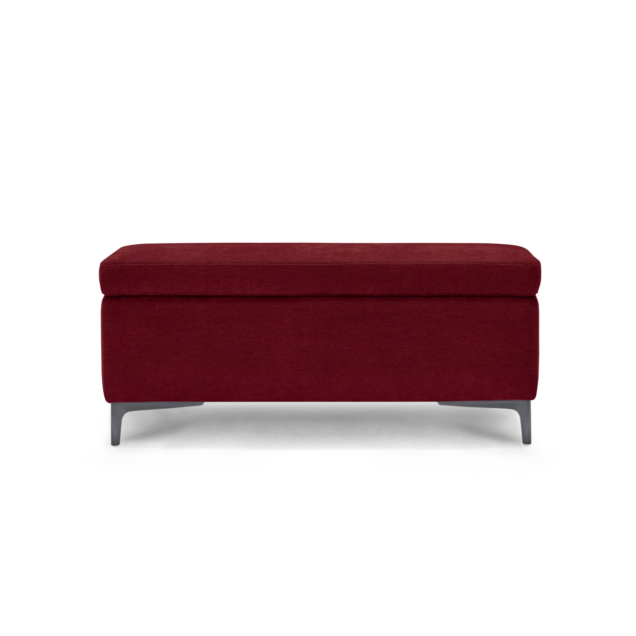 Banc AVIGLIANA 110x50 cm rangement Made in Italy en tissu chenille bordeaux 