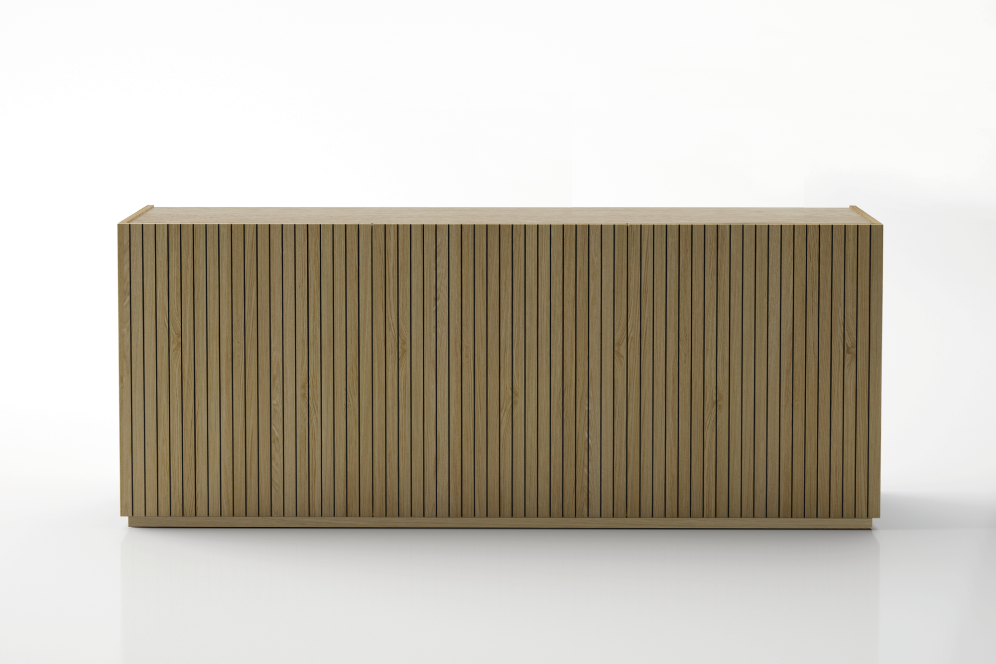 Buffet contemporain 3 portes 6 compartiments 178x41 cm Averno en bois chêne 