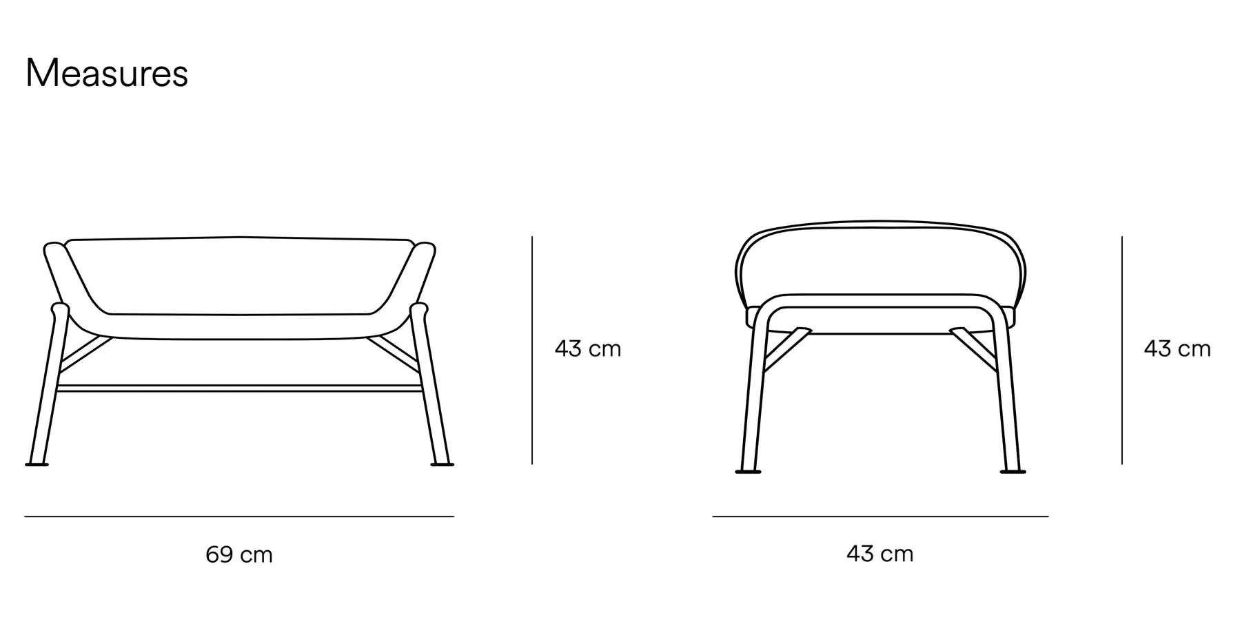 Repose-pieds en tissu vert avec structure en métal pour fauteuil Sadira