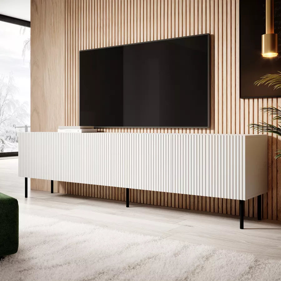 Meuble TV 4 portes avec pied en métal Bijou 200x52 cm