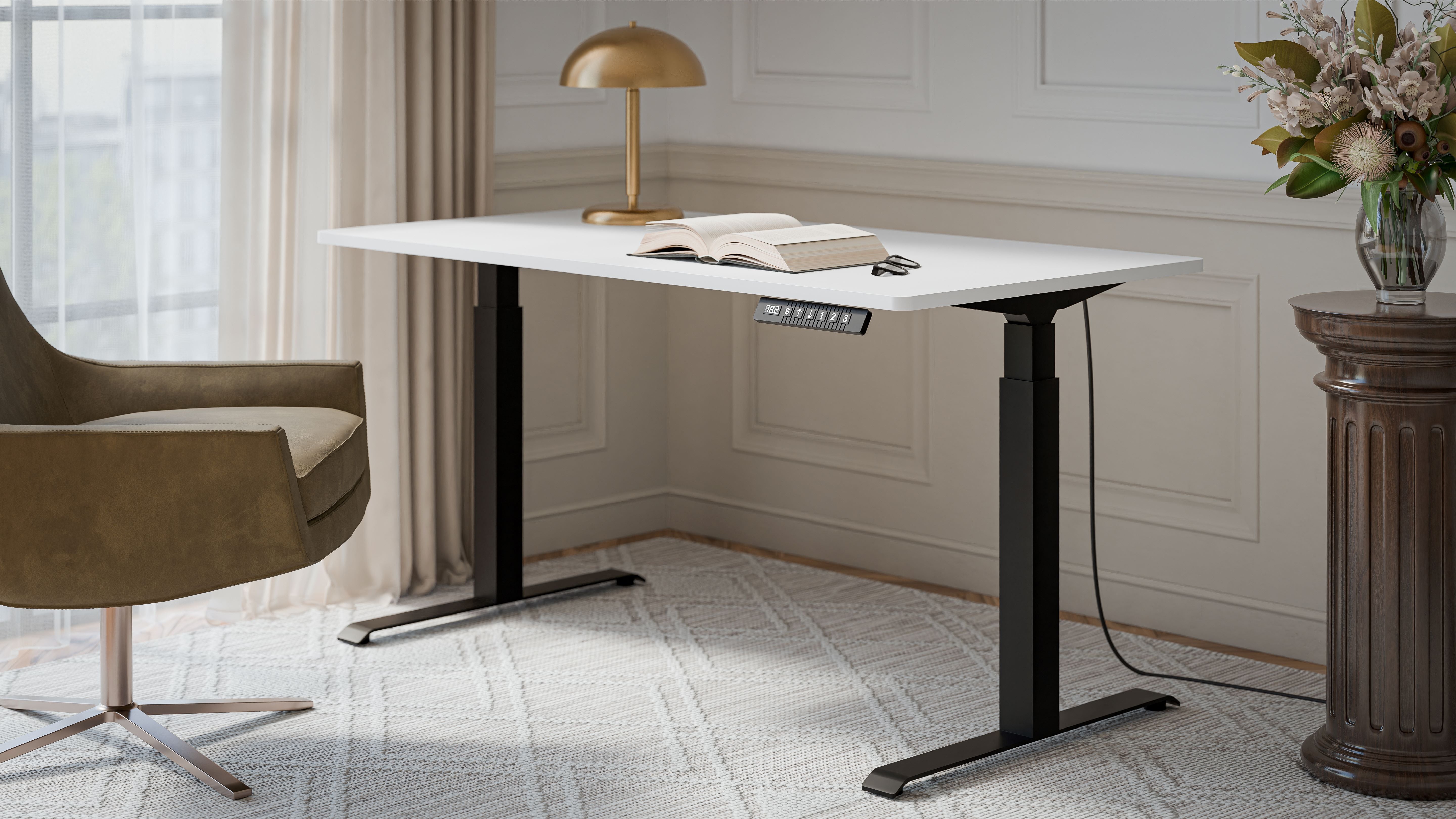 Bureau réglable avec pied en métal Cocoon