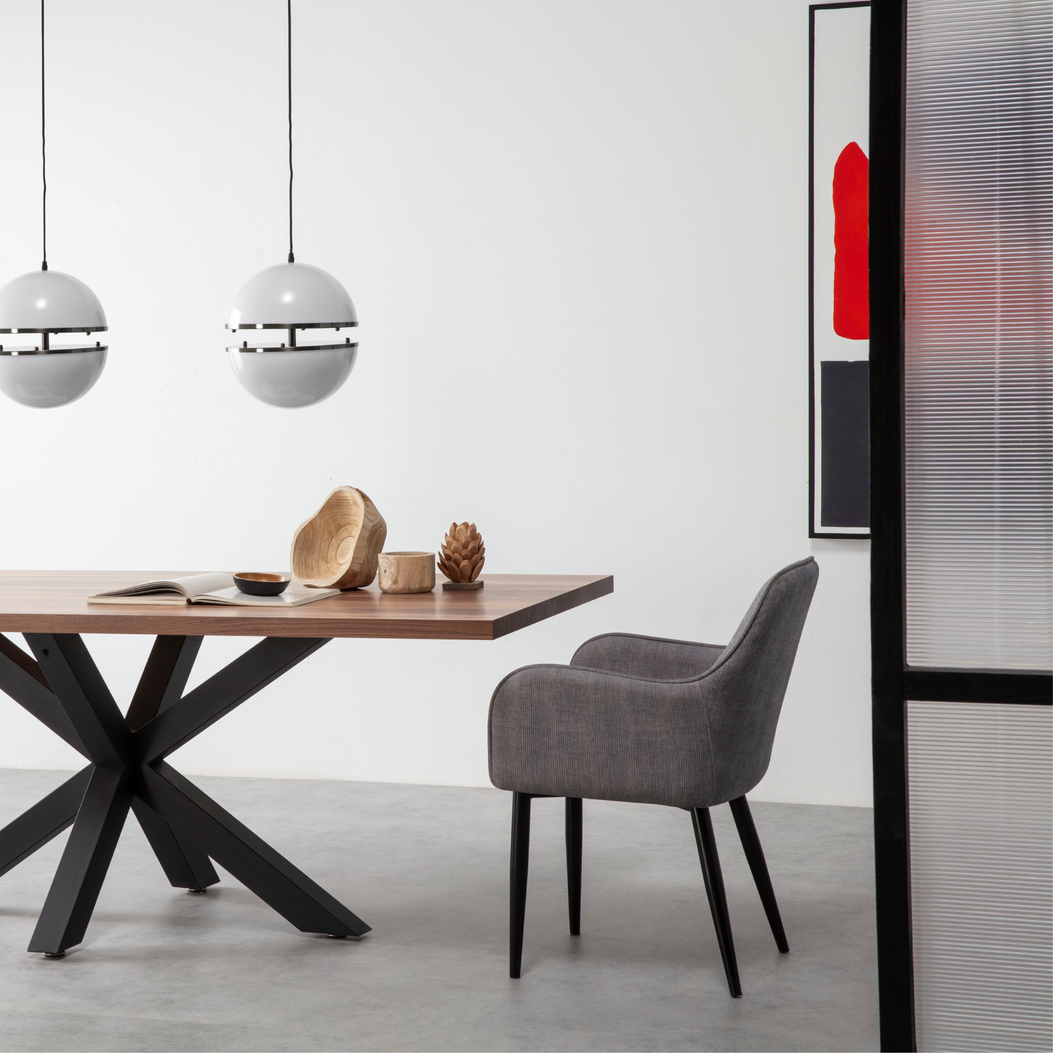 Lot de 2 chaises Sava en velours gris clair